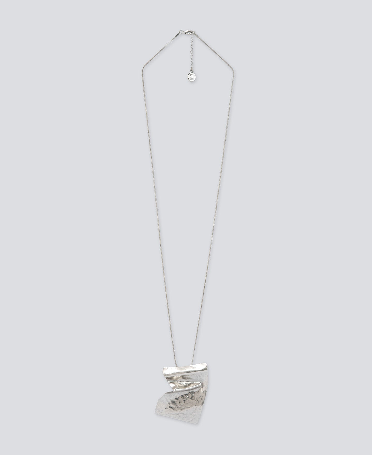 Silver Color Crumpled Paper Motif Necklace