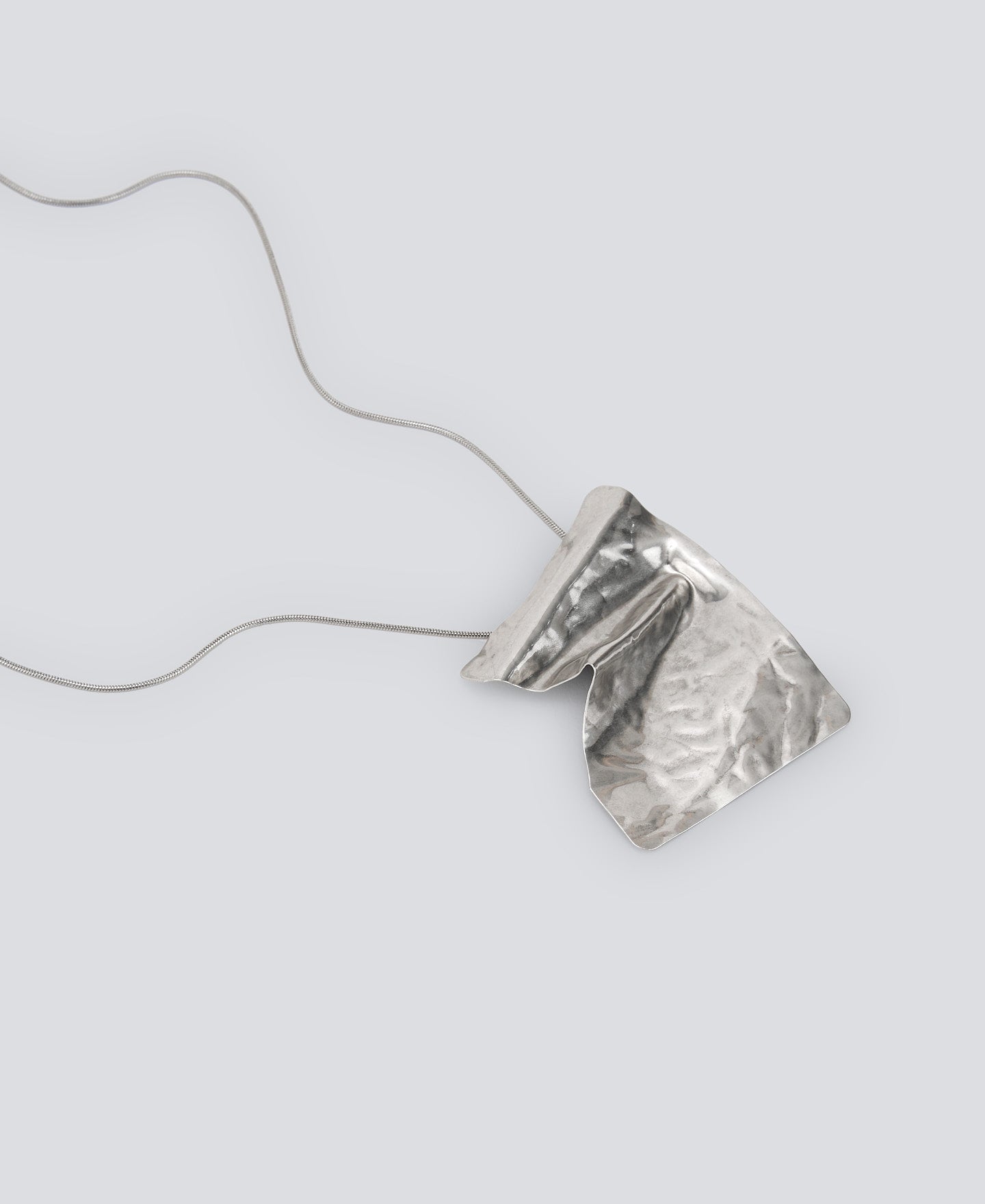 Silver Color Crumpled Paper Motif Necklace