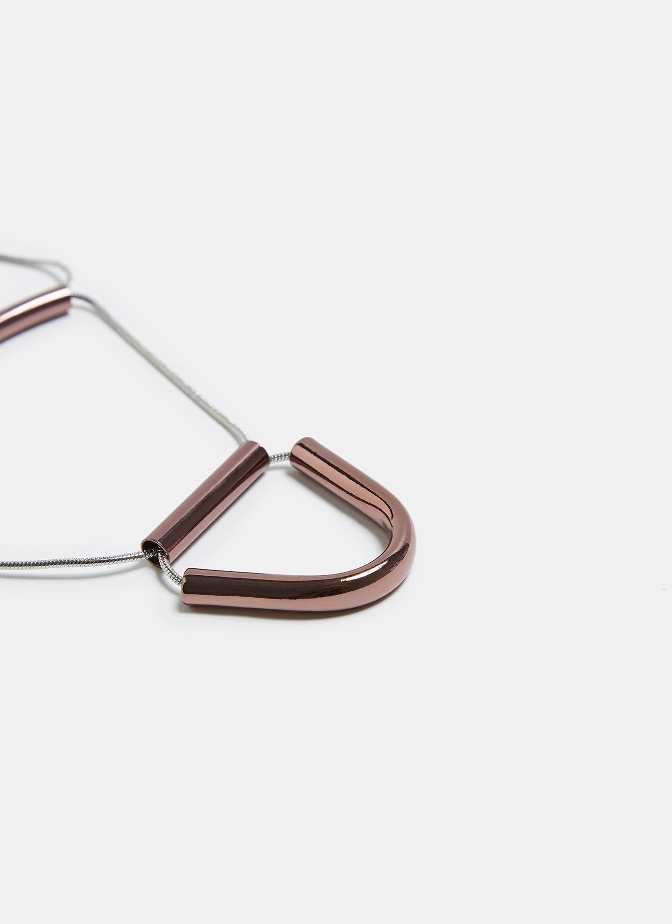 Silver/Chocolate Short Three Tier Tubular Abstract Neck