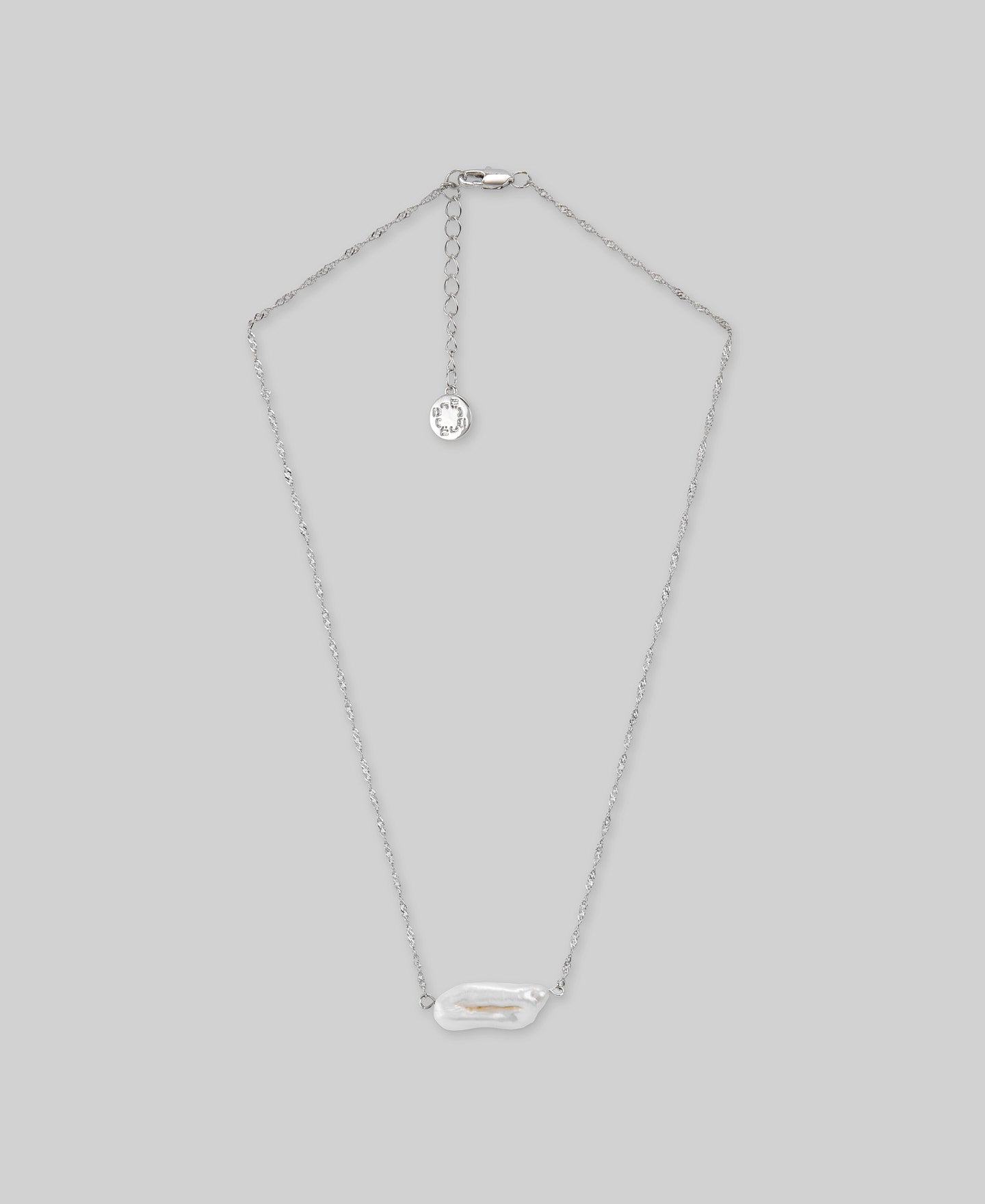 Chain necklace with natural pearl woman in silver color