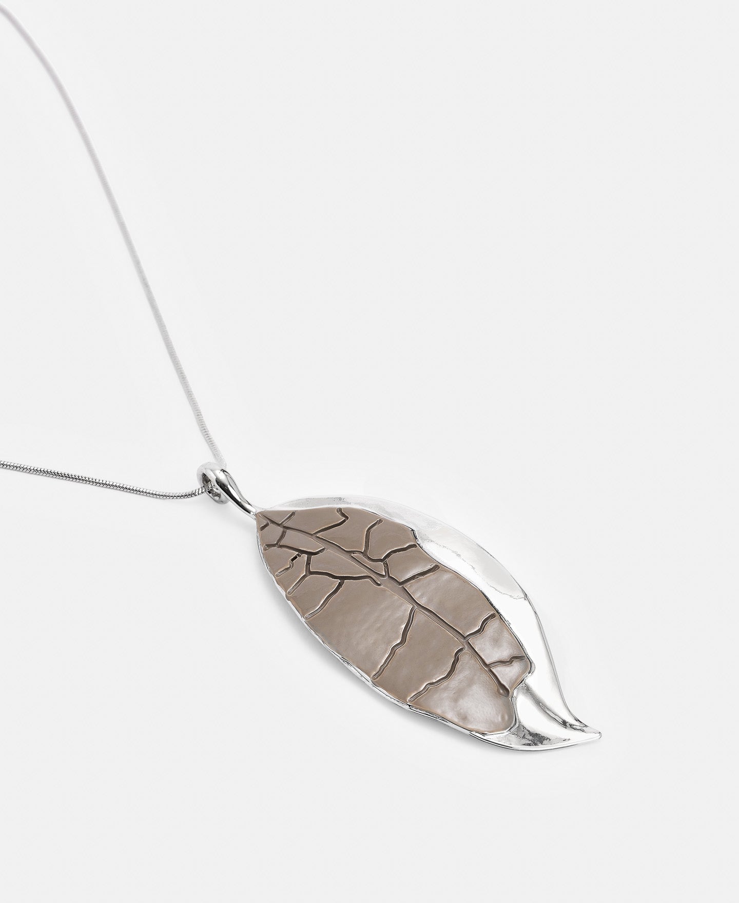 Silver Zinc And Brass Leaf Pendant