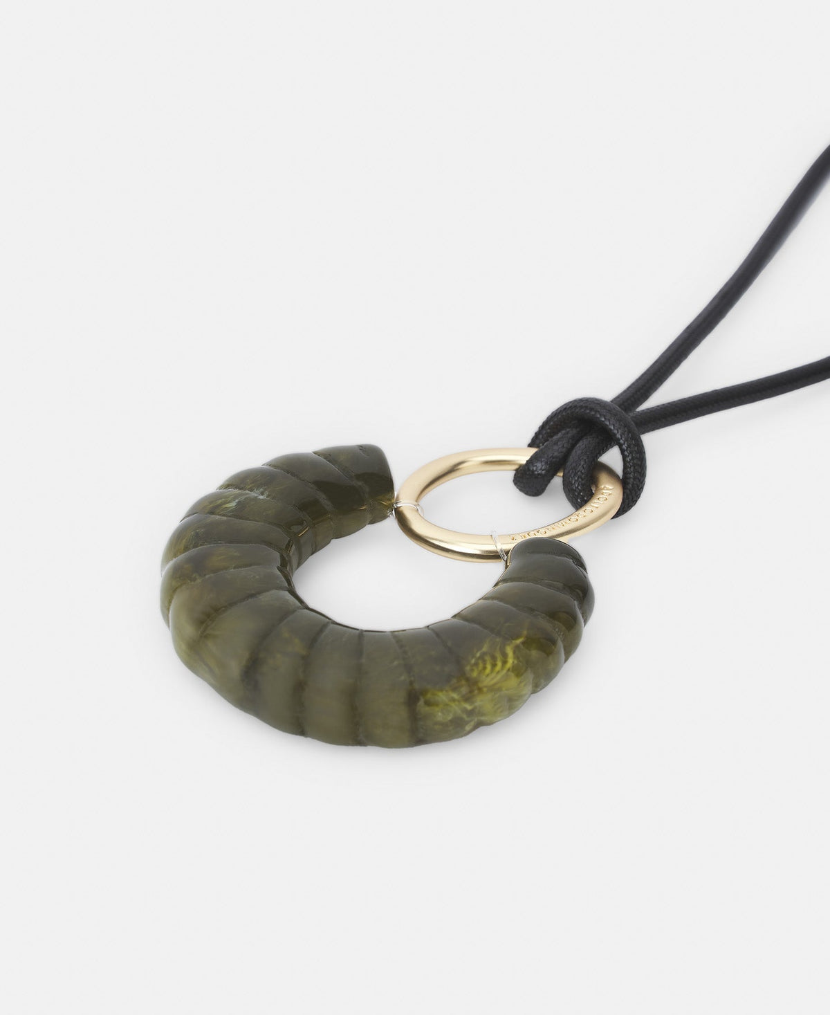 Khaki Green Resin Pendant With Ring