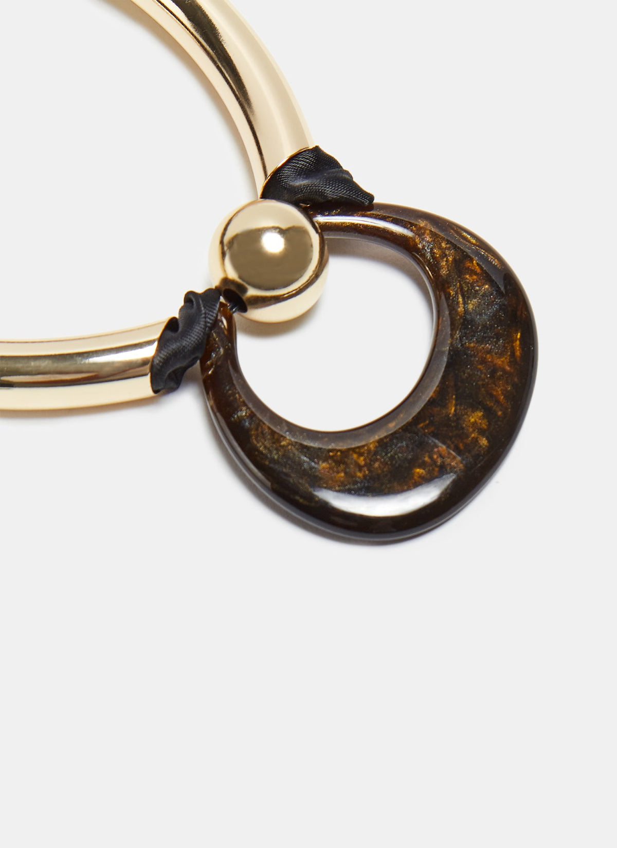Chocolate Tubular Necklace With Ribbon Closure