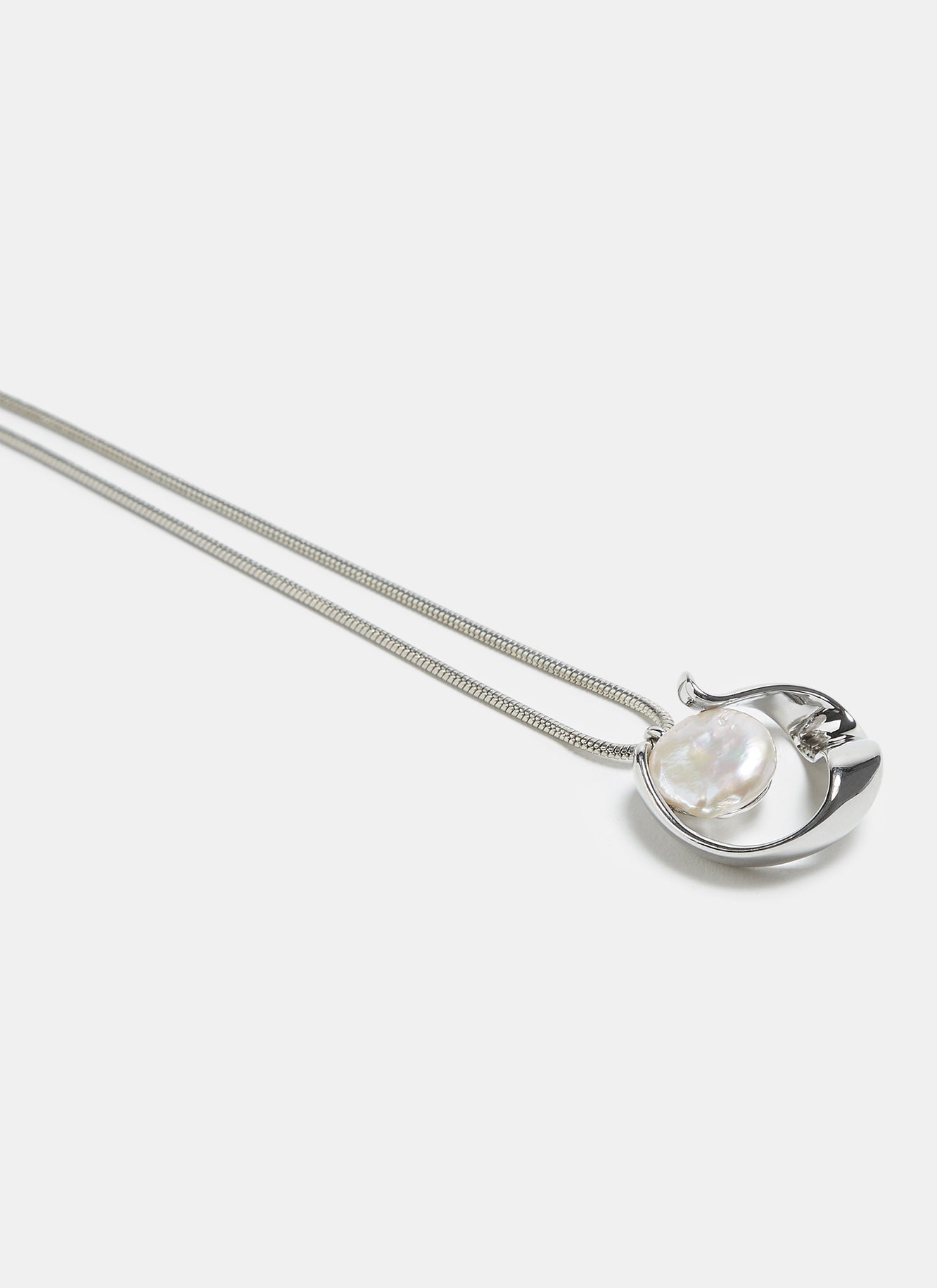 Silver Adjustable Necklace With Natural Pearl