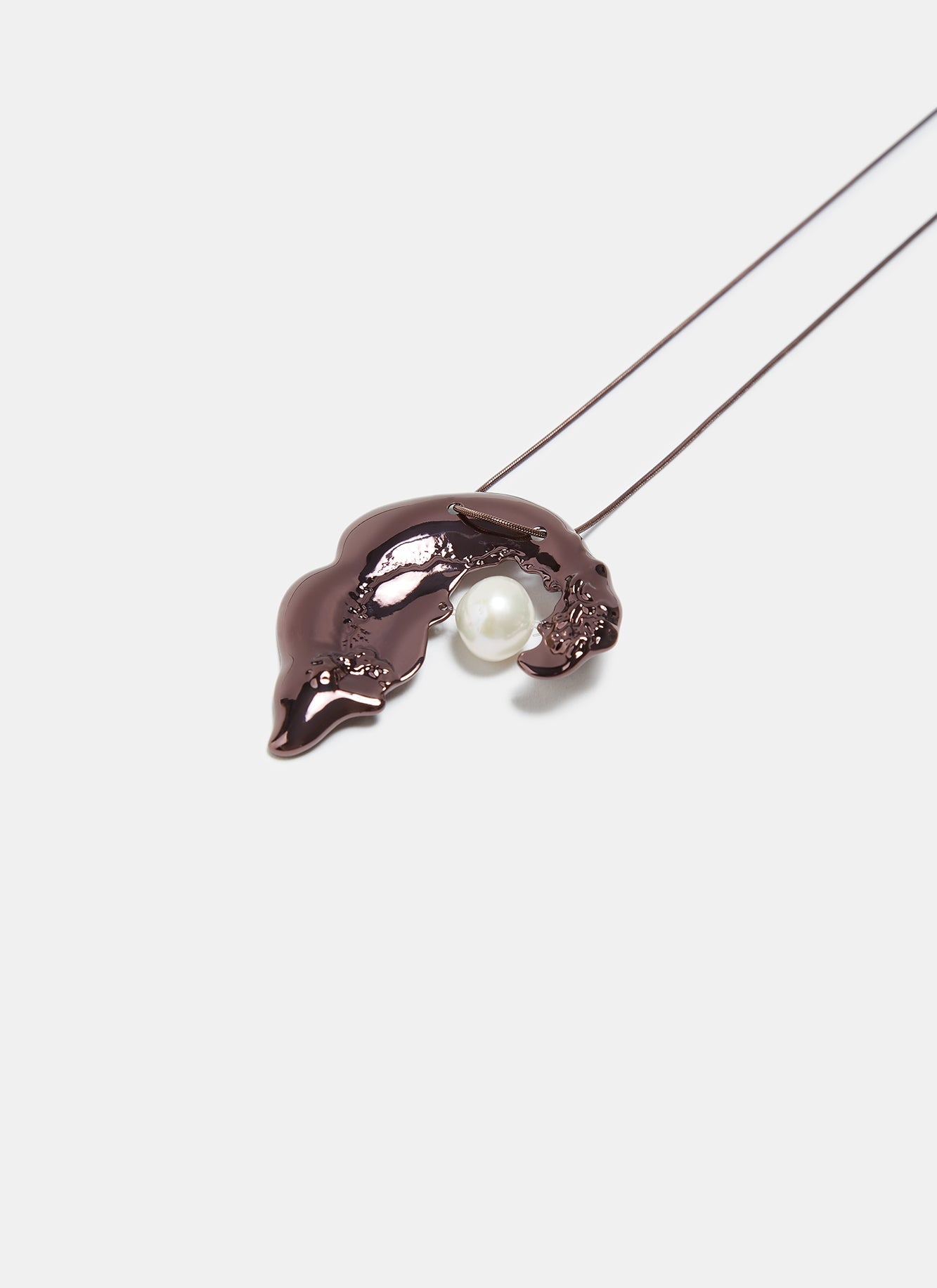 Chocolate Short Necklace With Natural Pearl