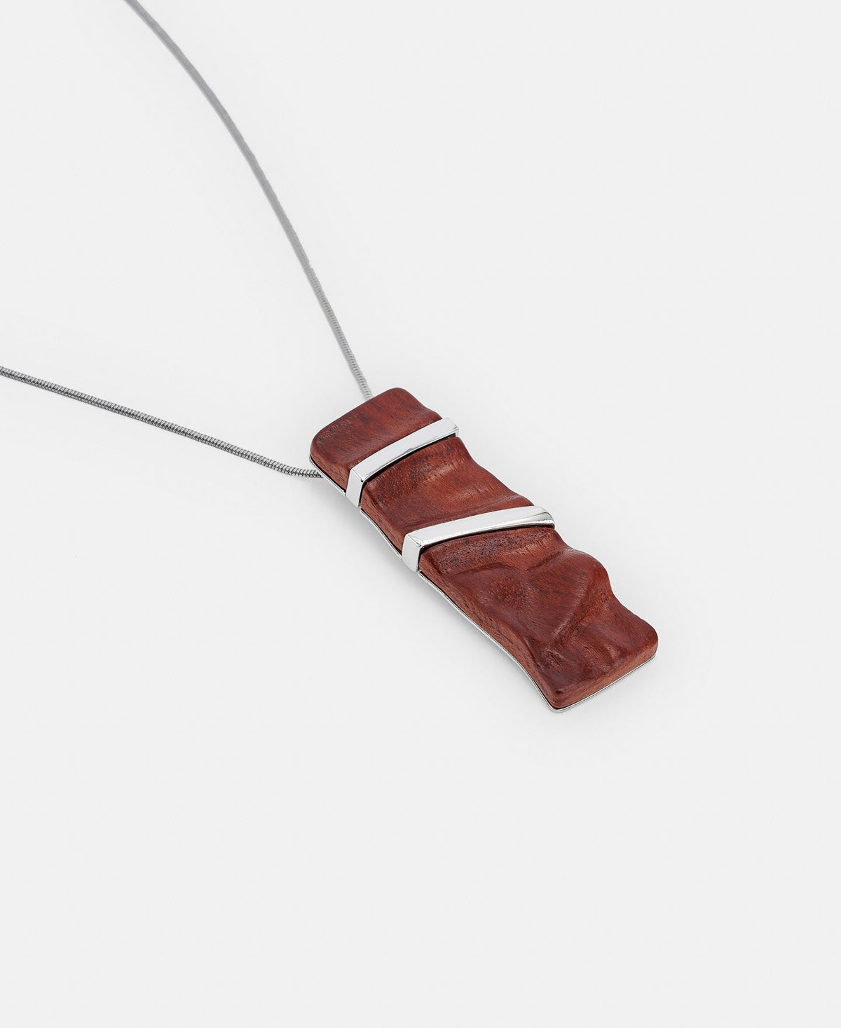 Silver Wood And Metal Pendant