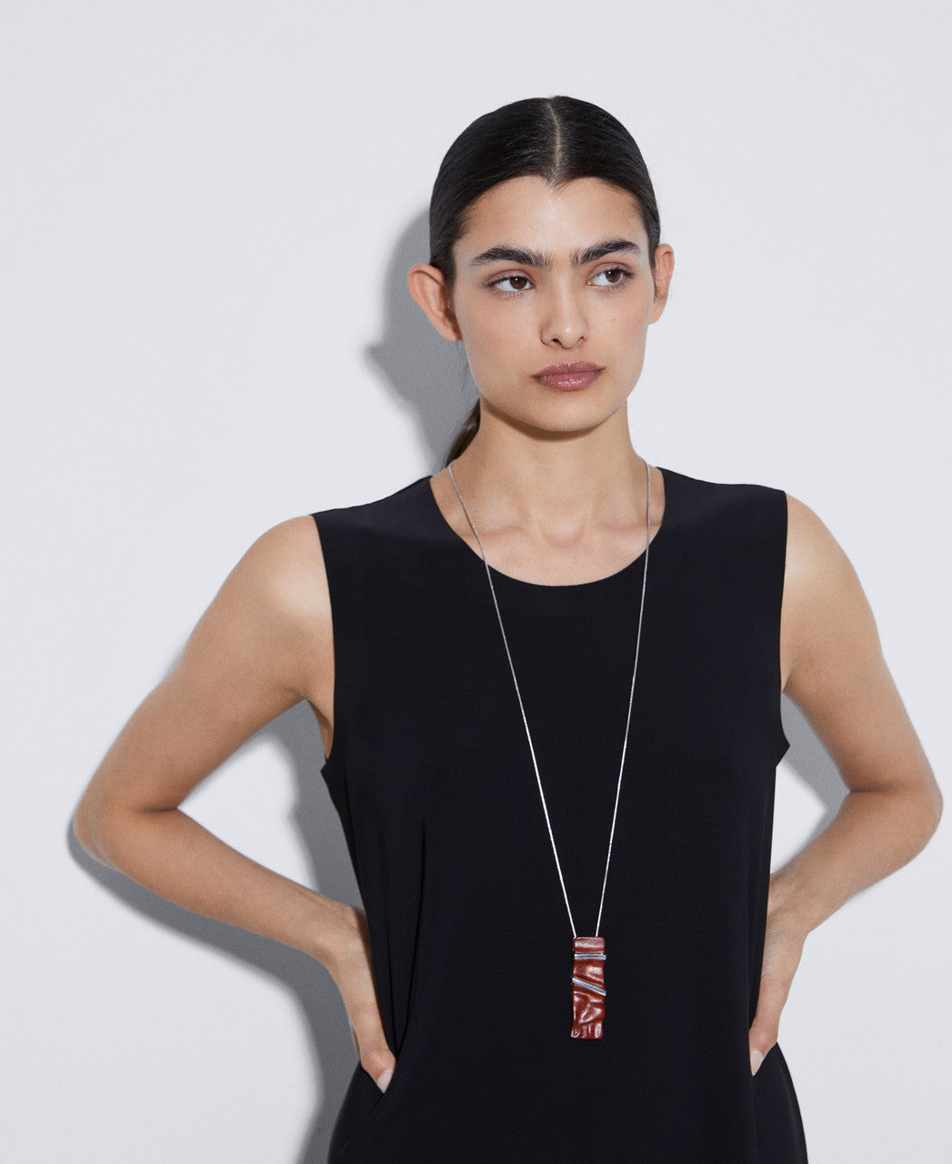 Silver Wood And Metal Pendant