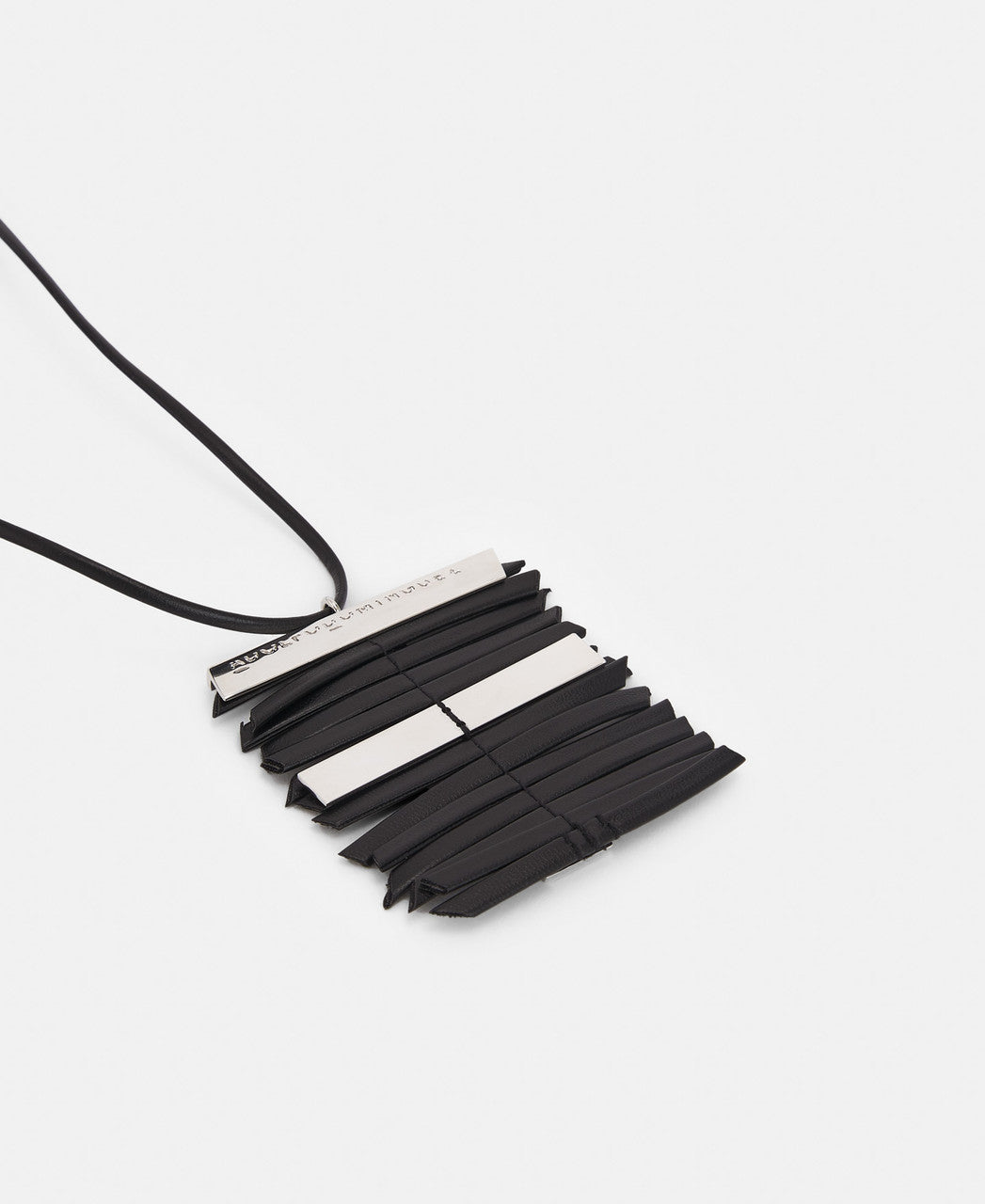 Black Leather-Look Foil Necklace