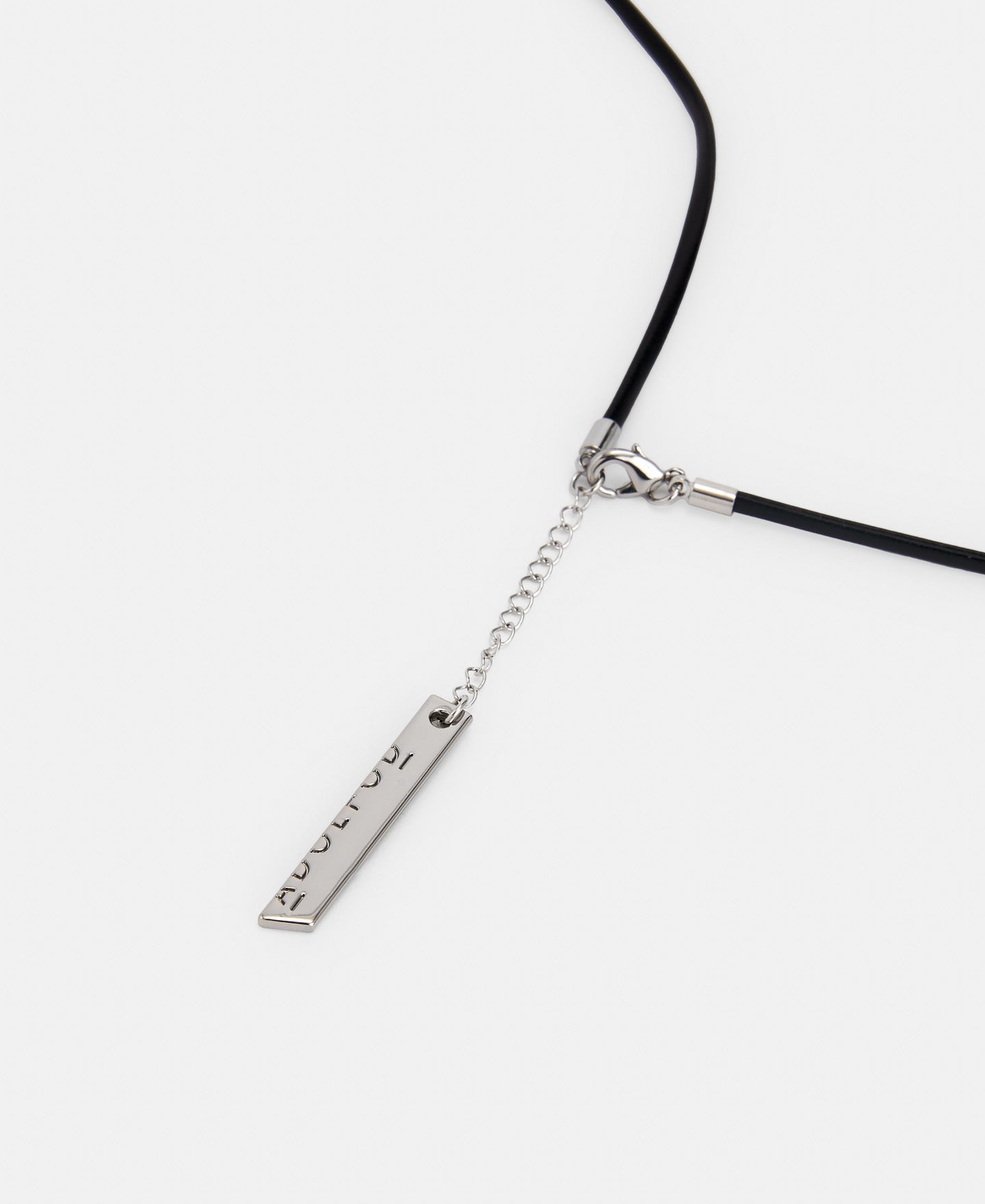 Black Leather-Look Foil Necklace