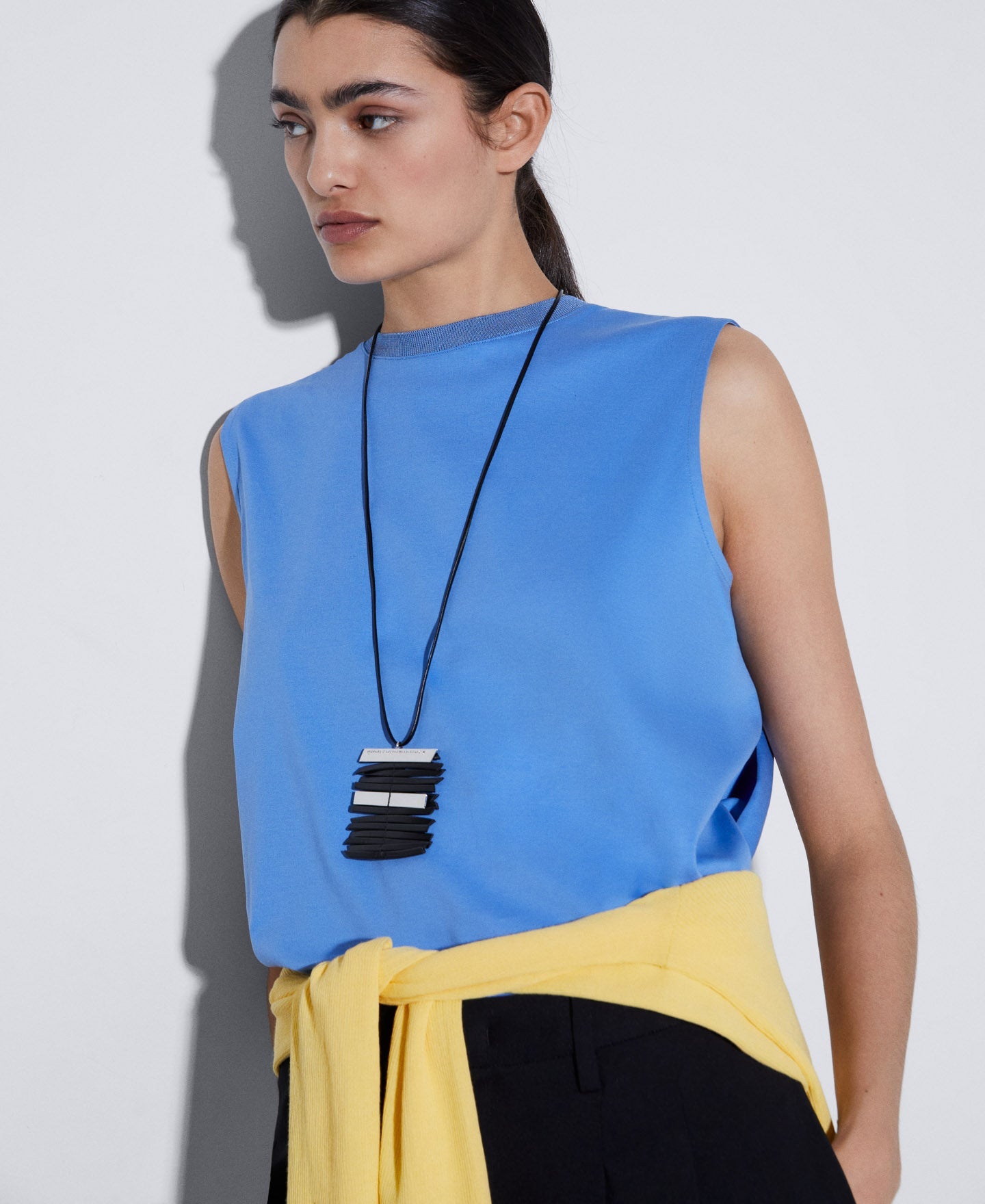 Black Leather-Look Foil Necklace