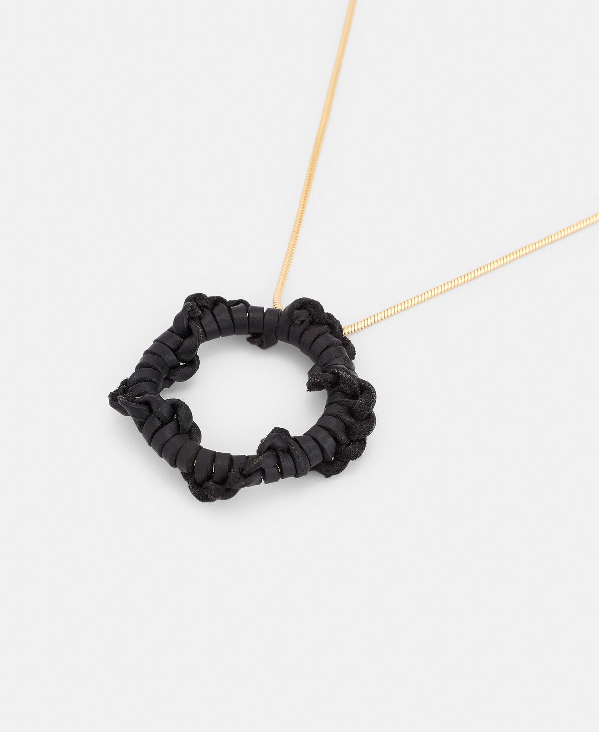Black Braided Leather Motif Pendant