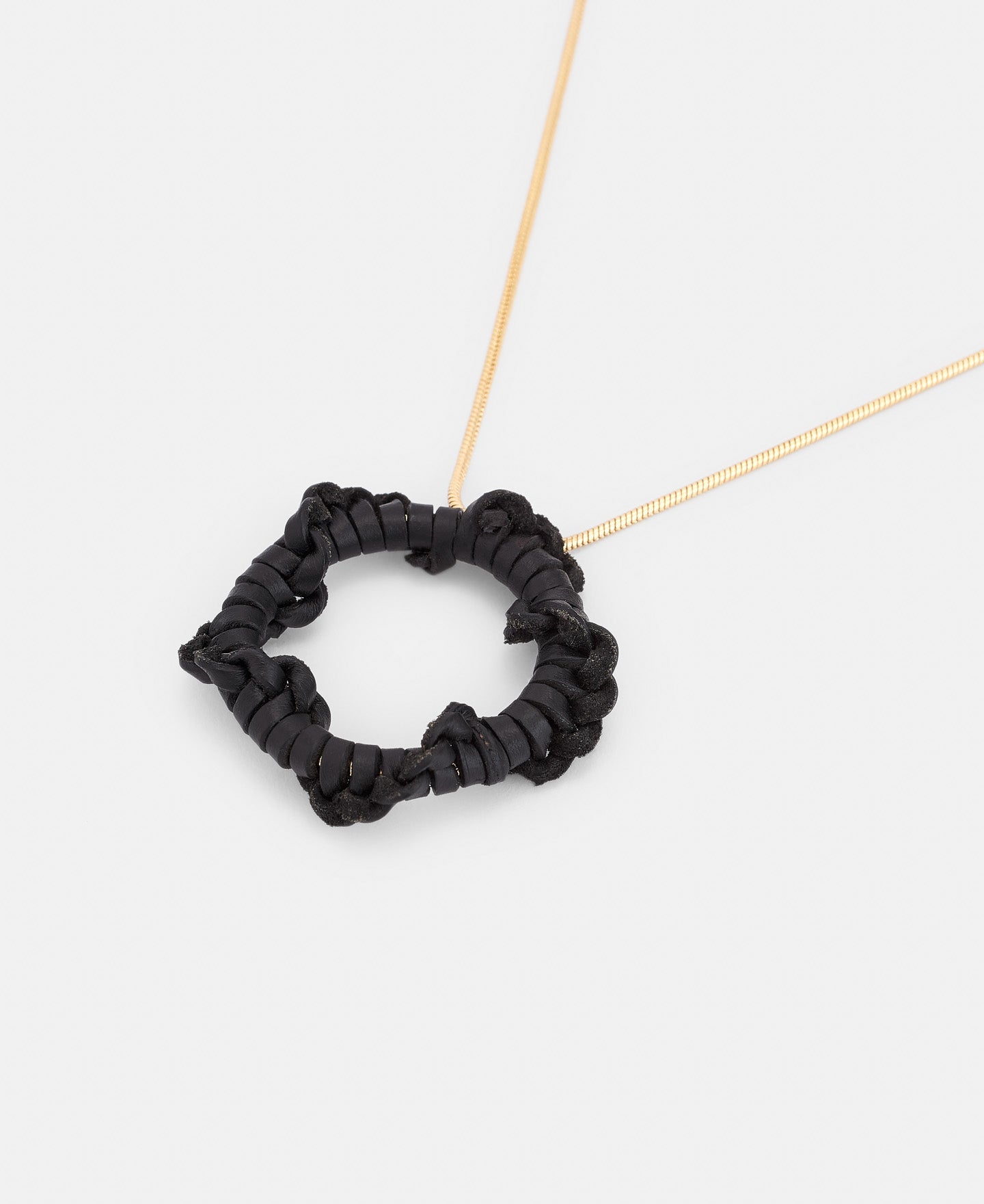 Black Braided Leather Motif Pendant