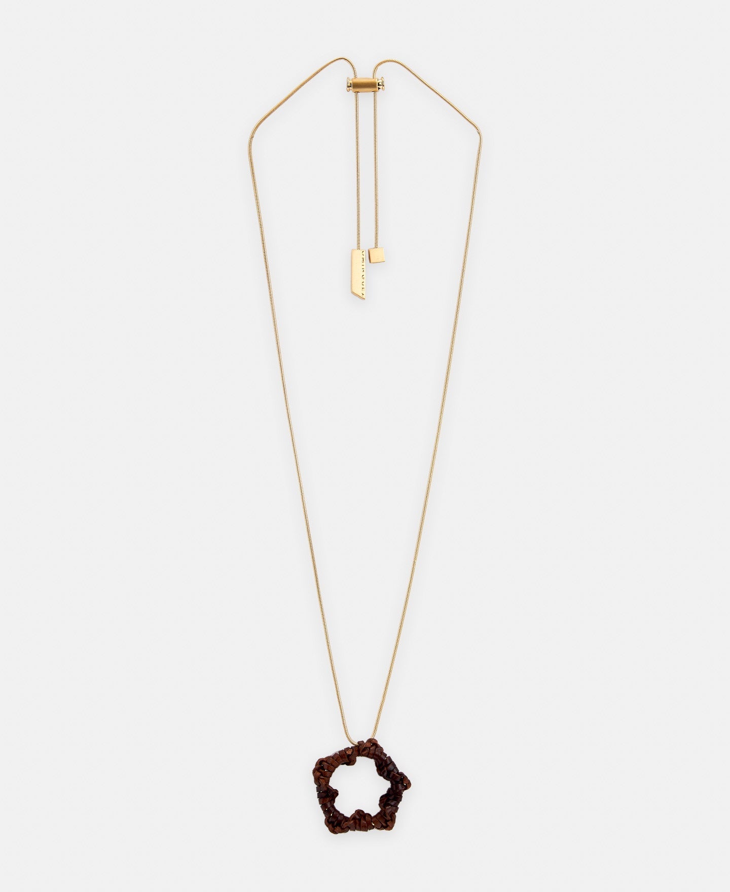 Brown Braided Leather Motif Pendant