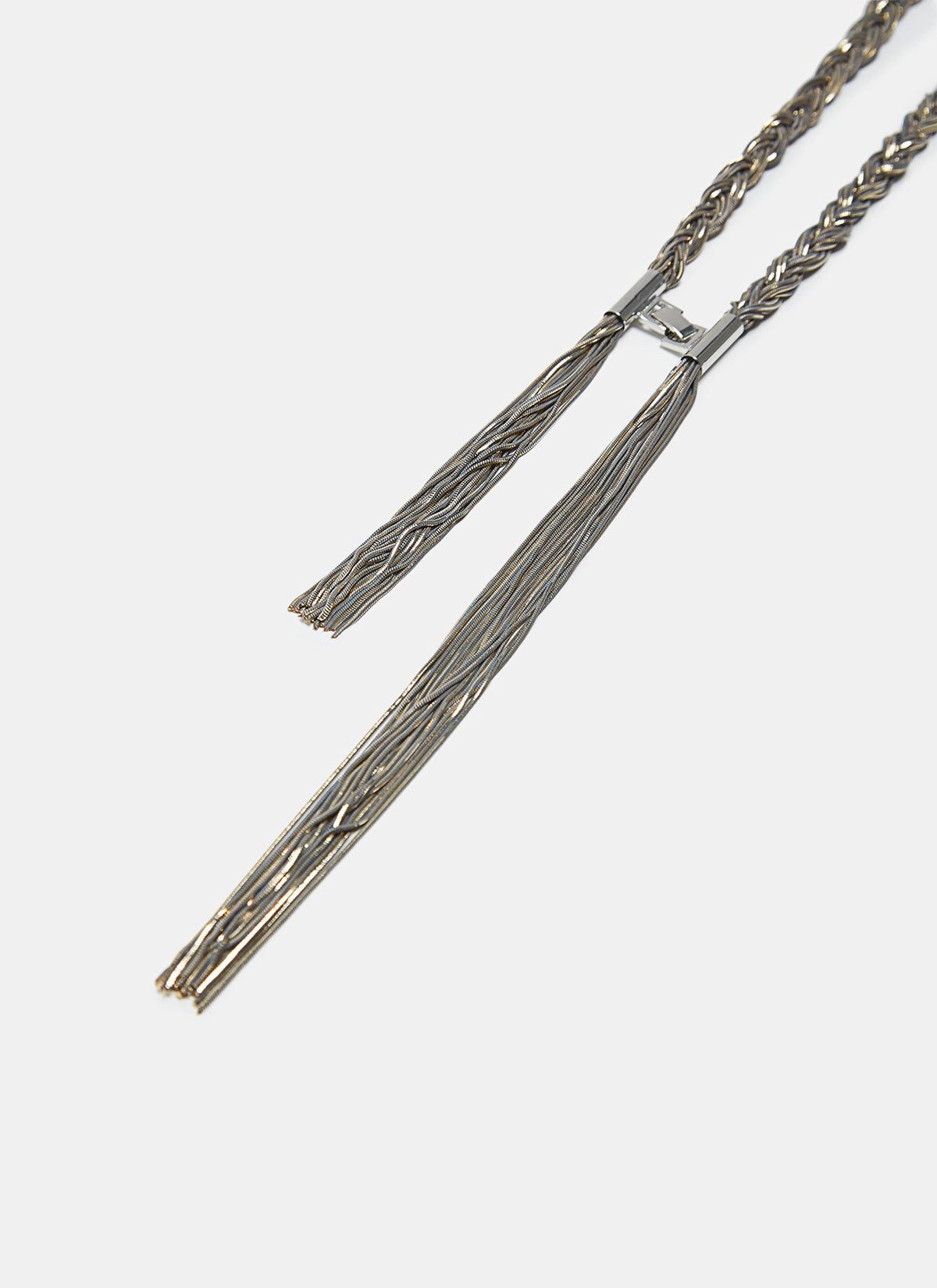 Silver Braided Necklace With Front Closure