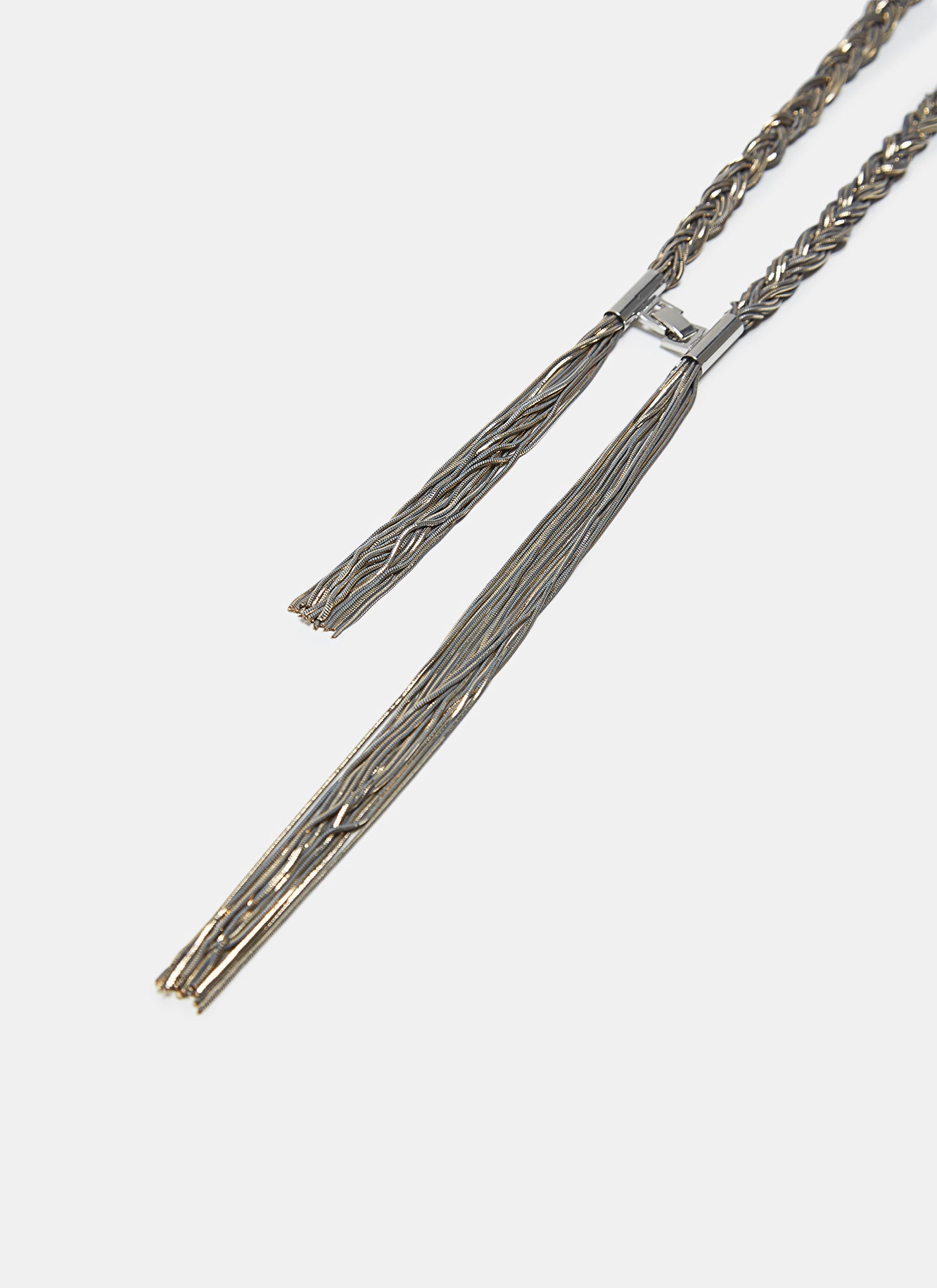 Silver Braided Necklace With Front Closure