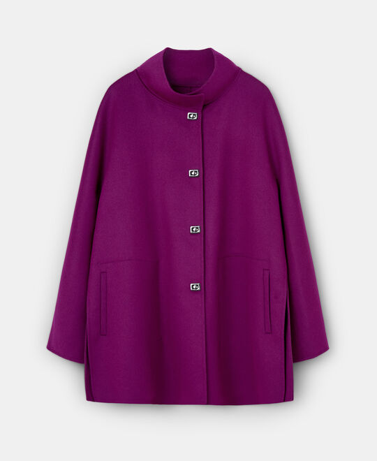 Red Bougainvillea Double-Face Merino Wool Coat