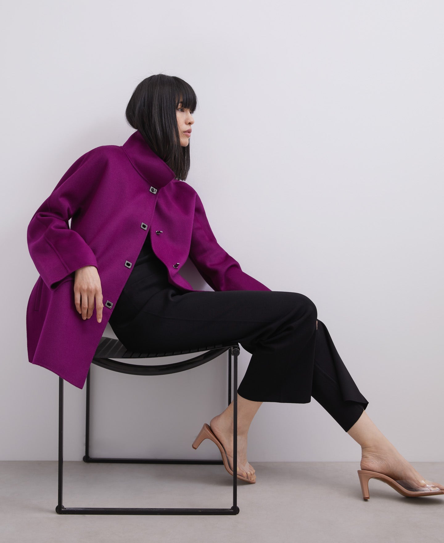 Red Bougainvillea Double-Face Merino Wool Coat