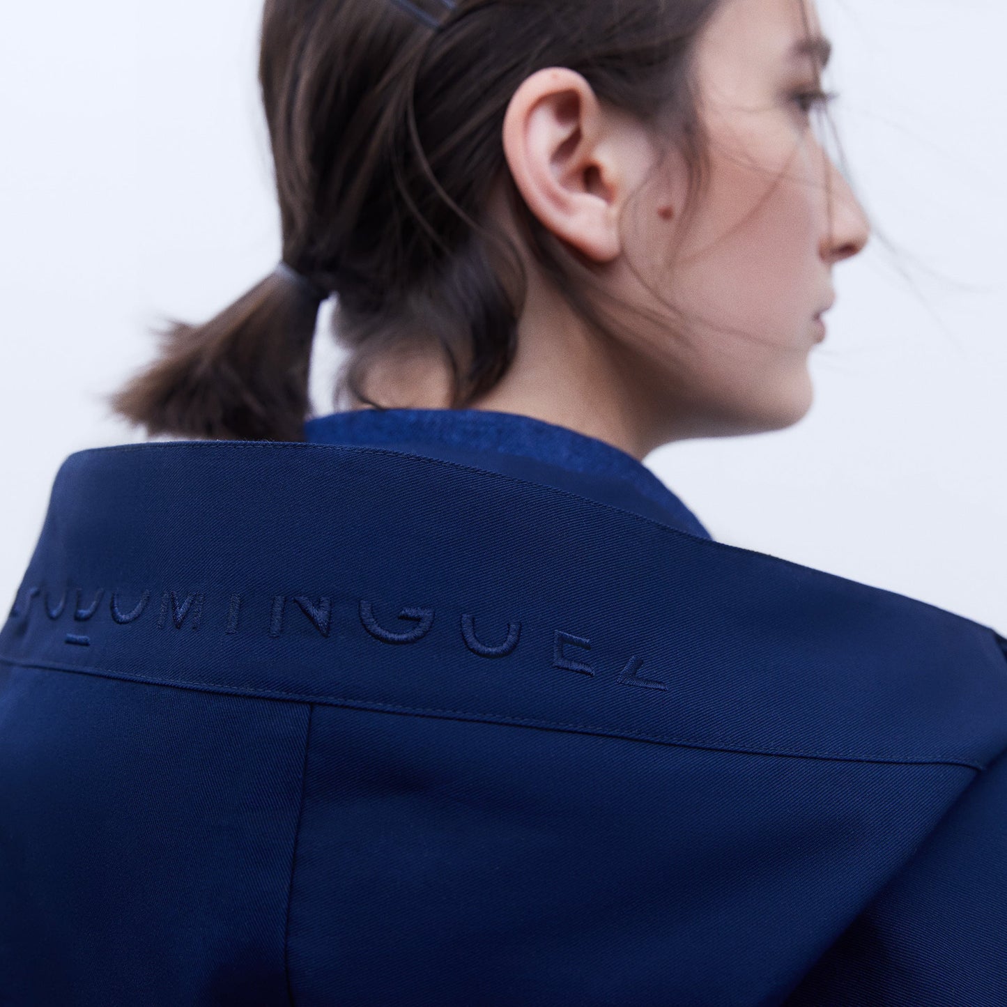 Navy Blue Cotton Hooded Parka