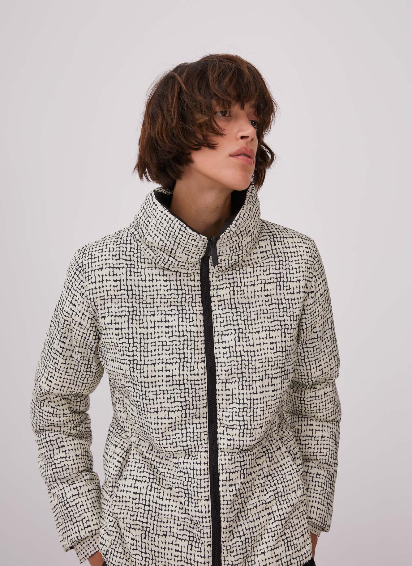 White And Black Puffer Reversible Jacket