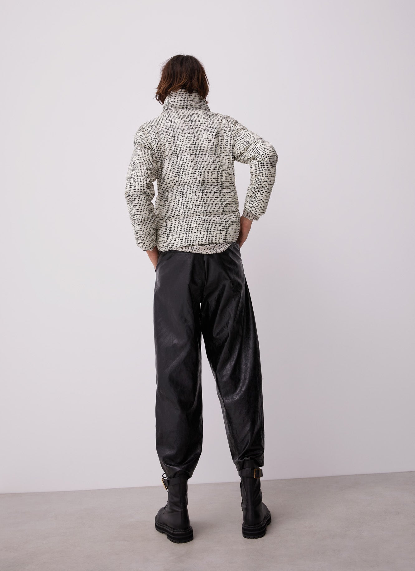 White And Black Puffer Reversible Jacket