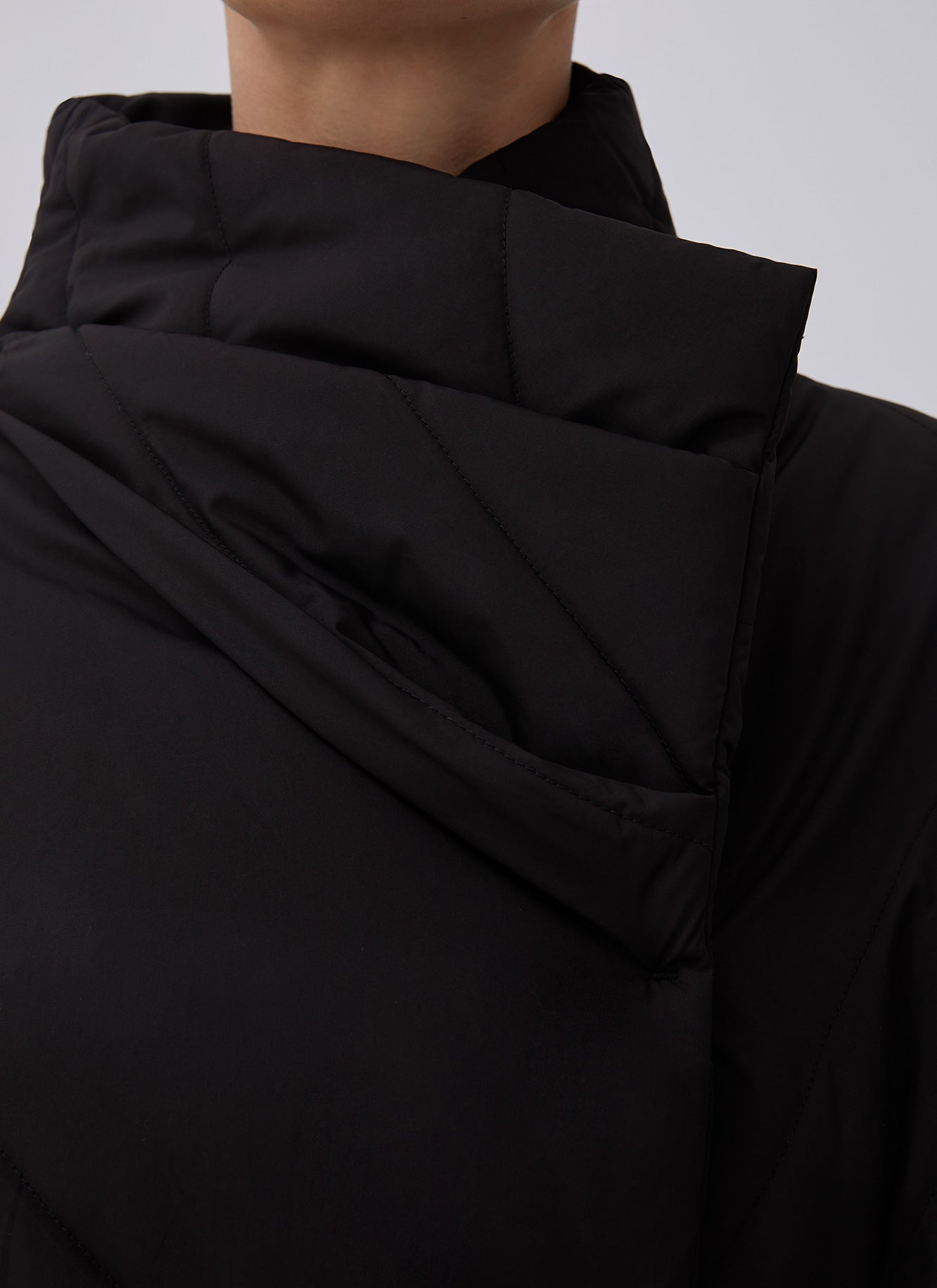 Black Padded Jacket With Side Closure
