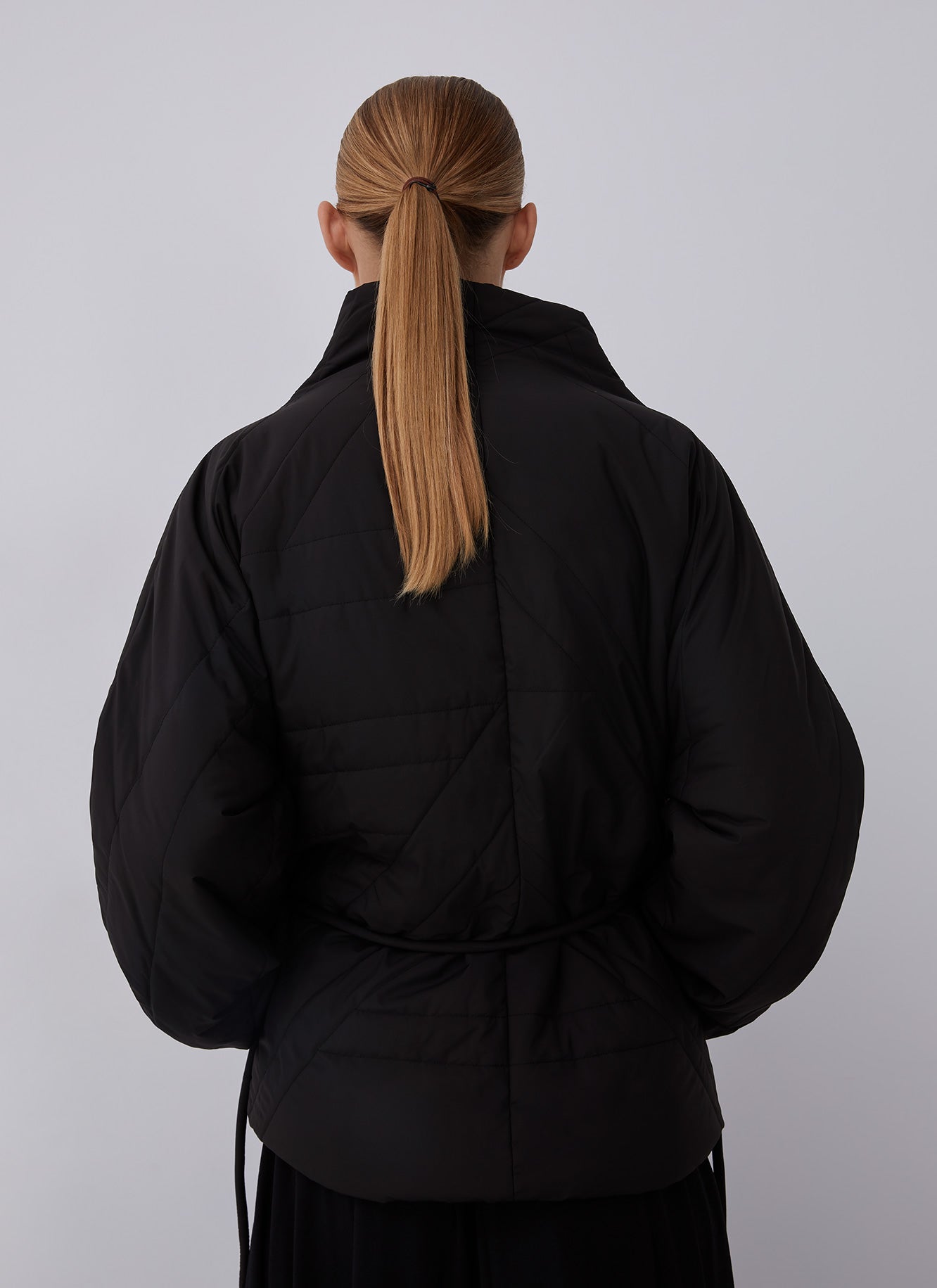 Black Padded Jacket With Side Closure