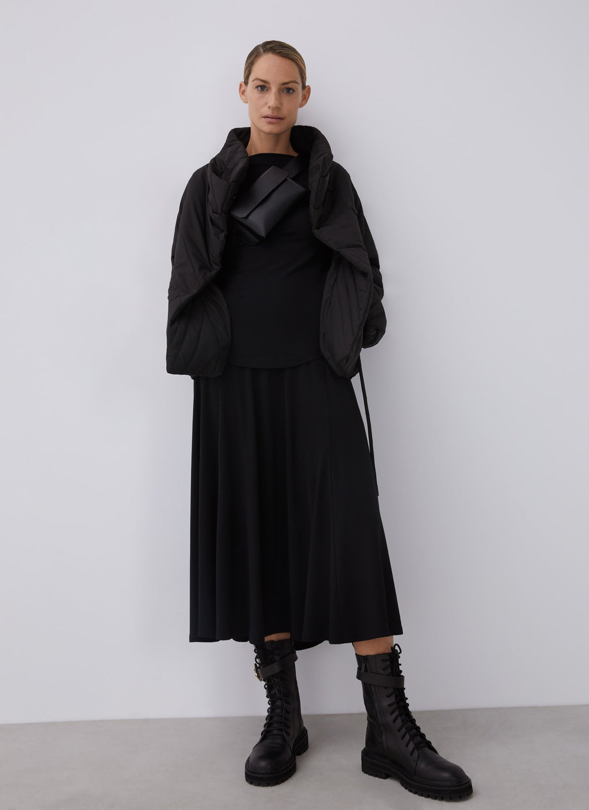 Black Padded Jacket With Side Closure