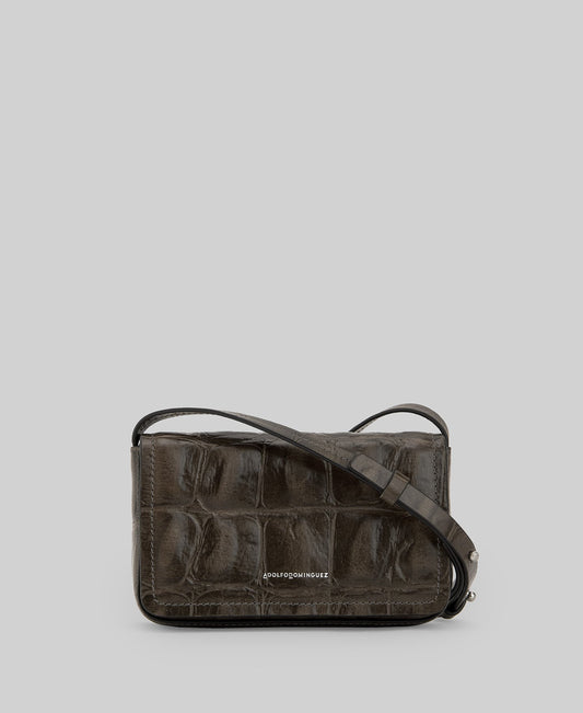 Responsible leather coco mini bag woman in light grey