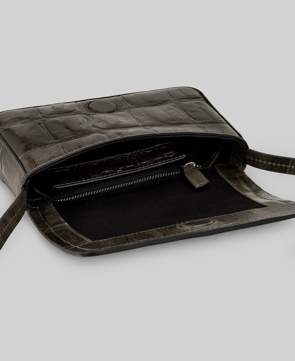 Responsible leather coco mini bag woman in light grey