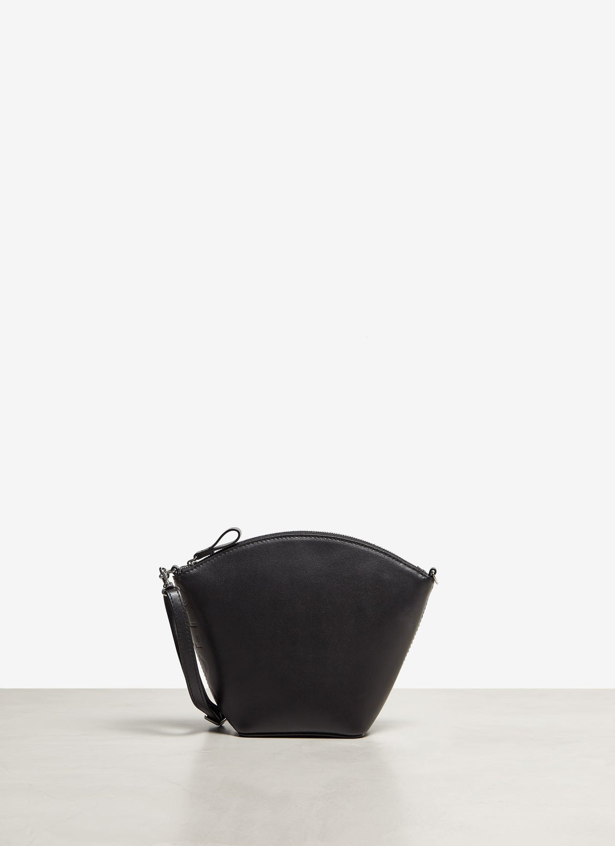 Black Vachetta Leather Clutch With Long Strap