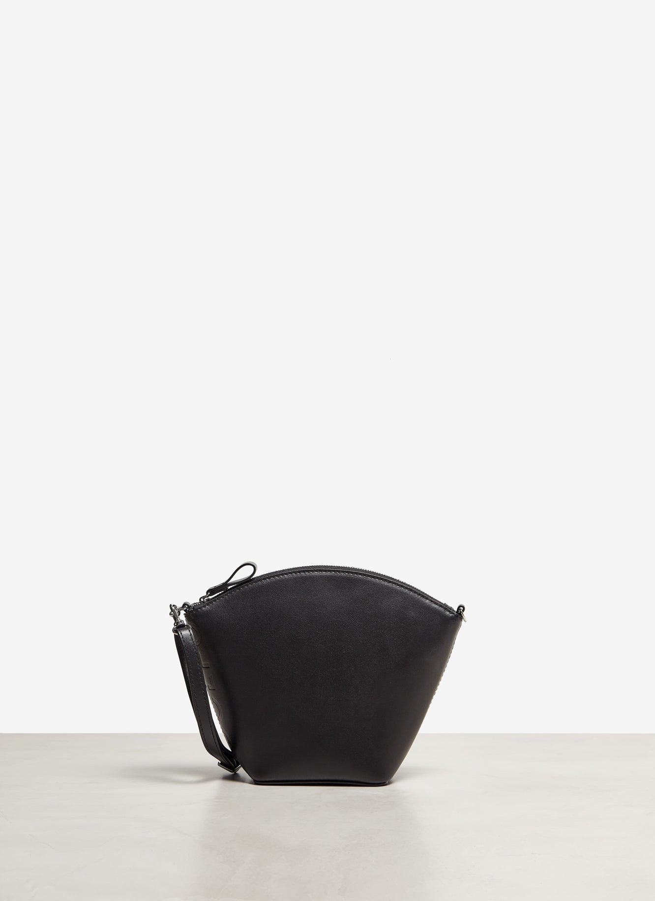 Black Vachetta Leather Clutch With Long Strap