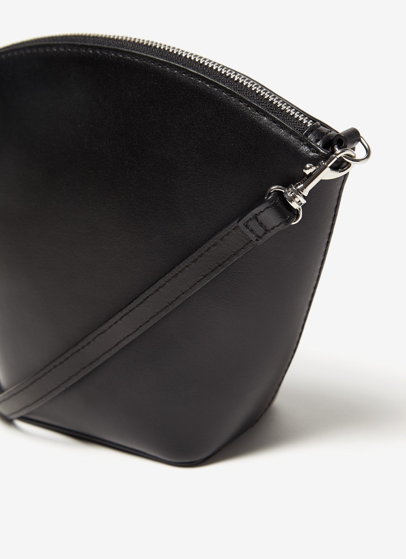 Black Vachetta Leather Clutch With Long Strap