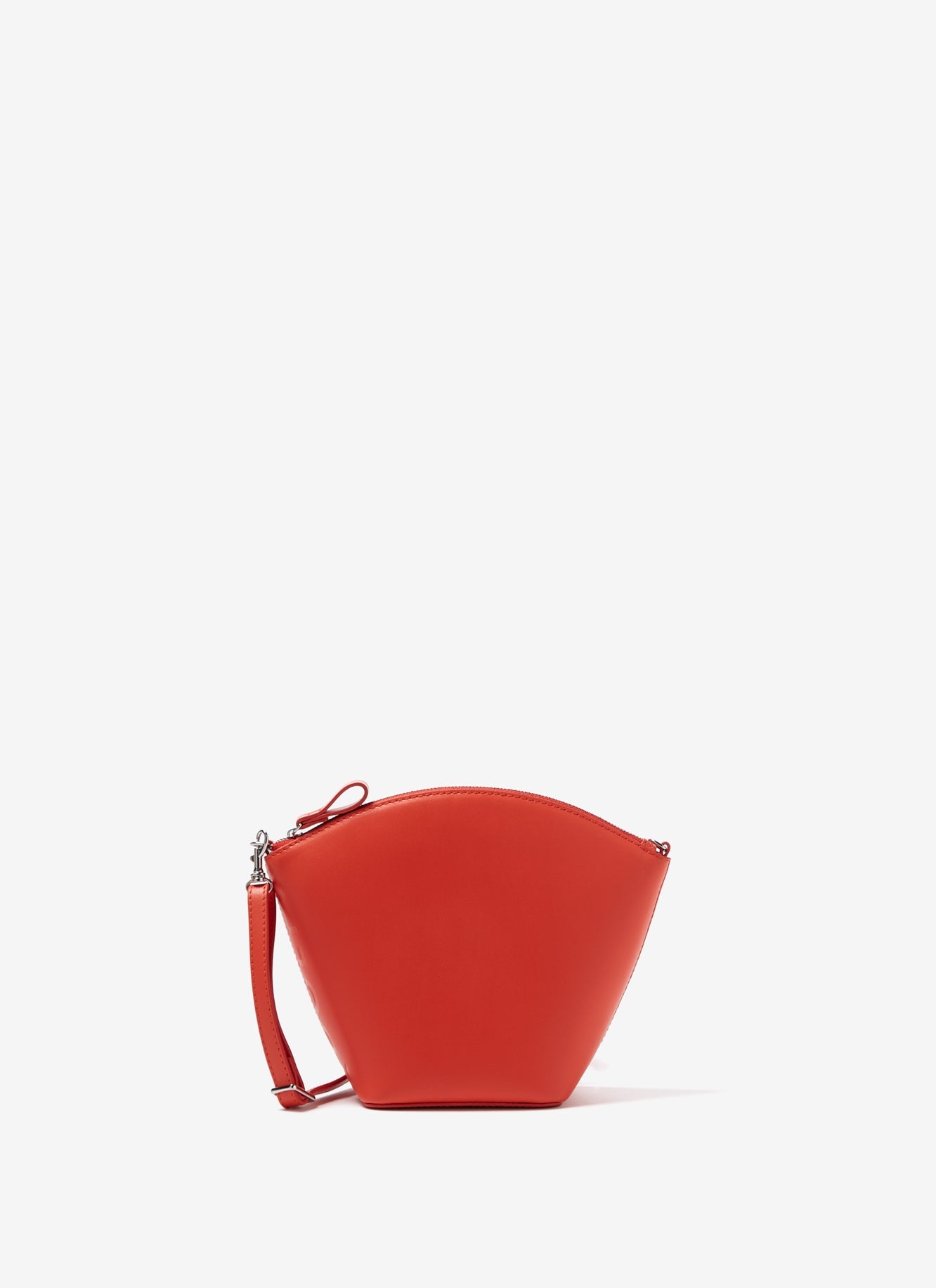 Orange Vachetta Leather Clutch With Long Strap