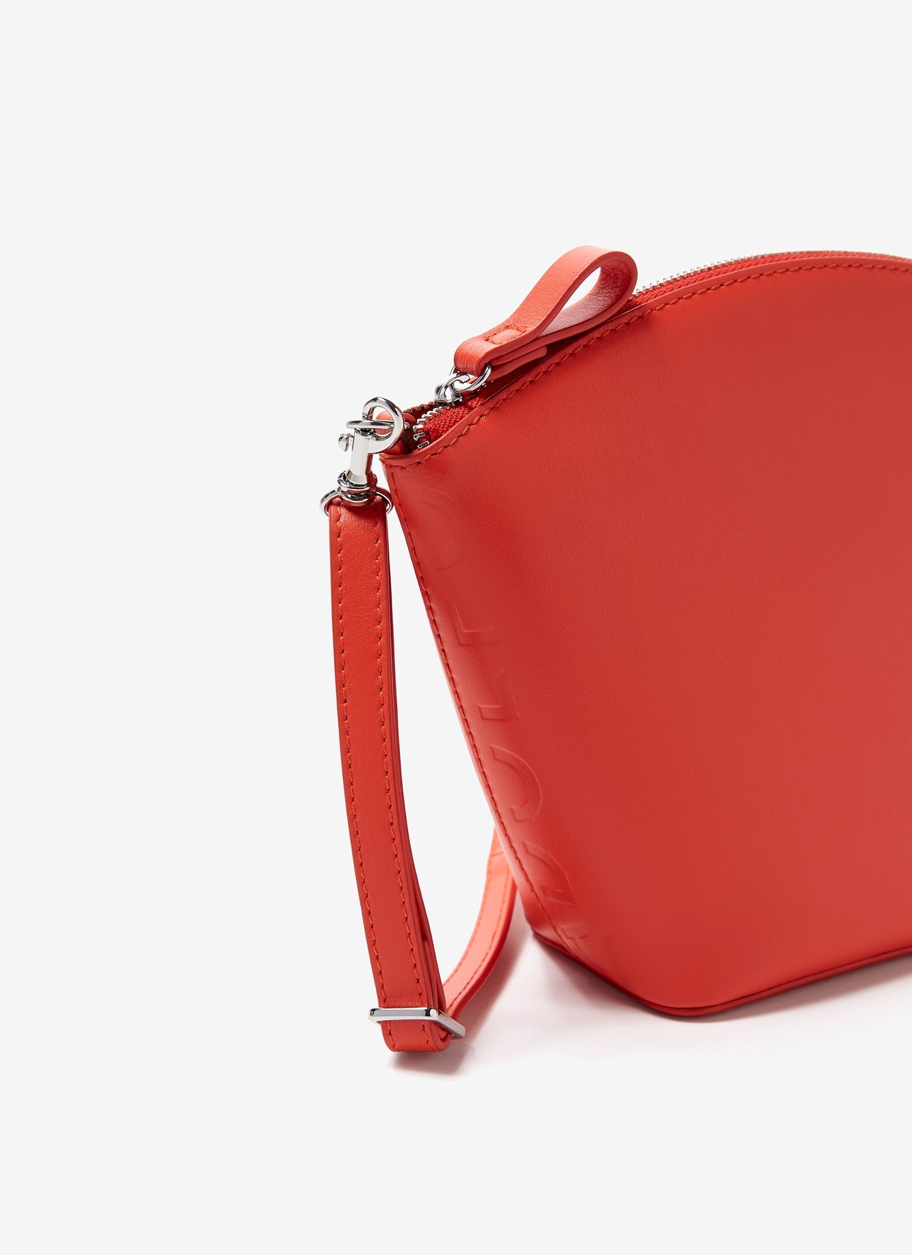 Orange Vachetta Leather Clutch With Long Strap