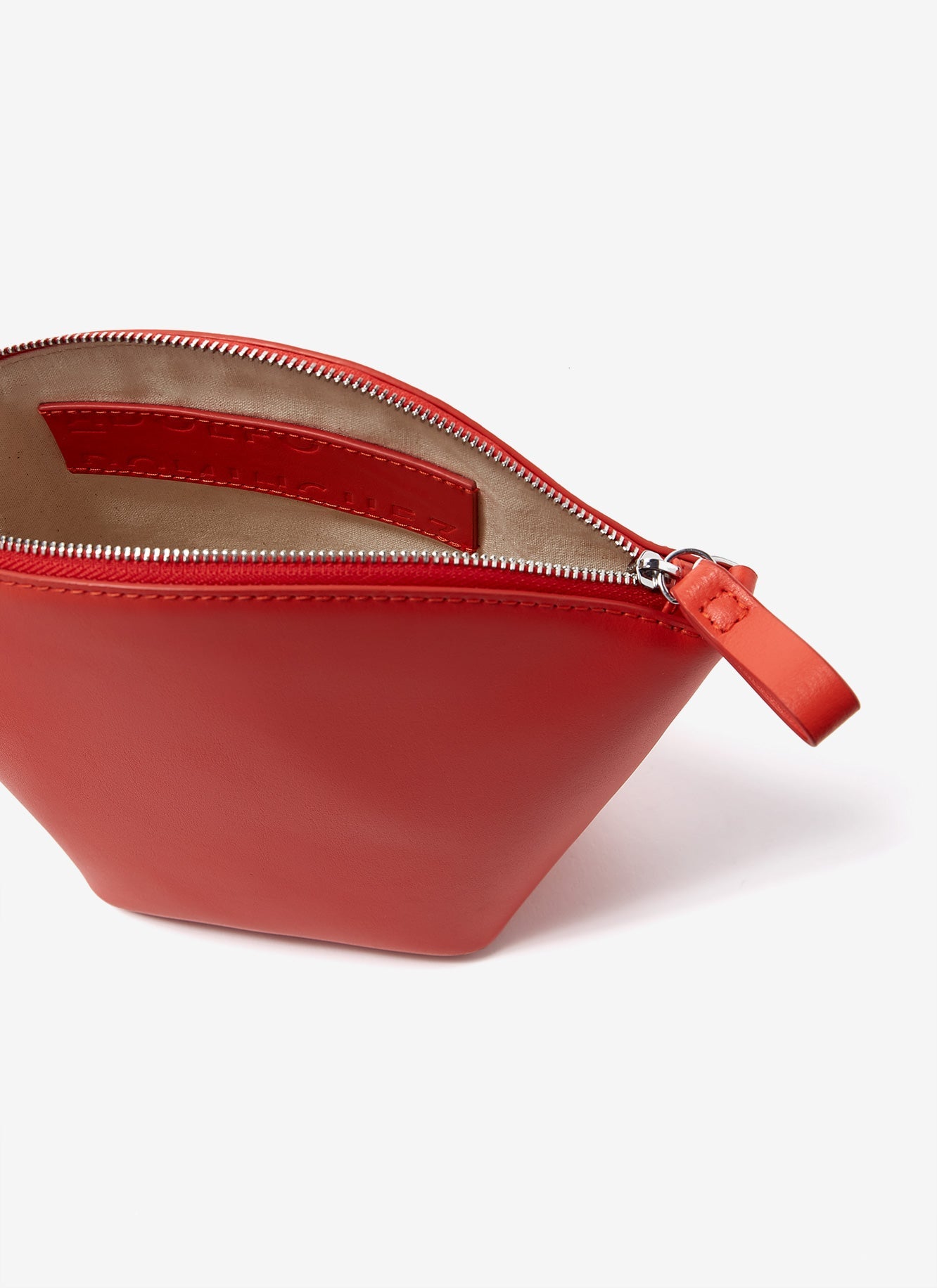 Orange Vachetta Leather Clutch With Long Strap