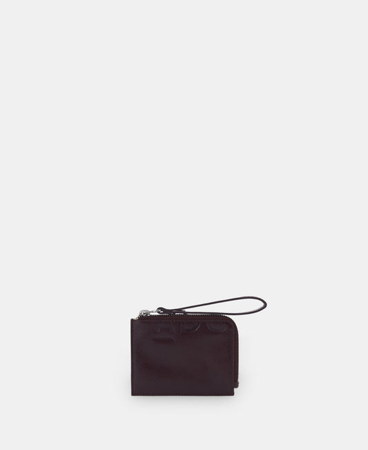 Maroon Grained Leather Card Holder Wallet