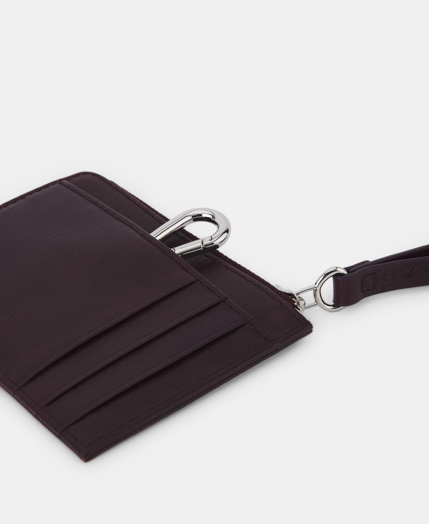 Maroon Grained Leather Card Holder Wallet