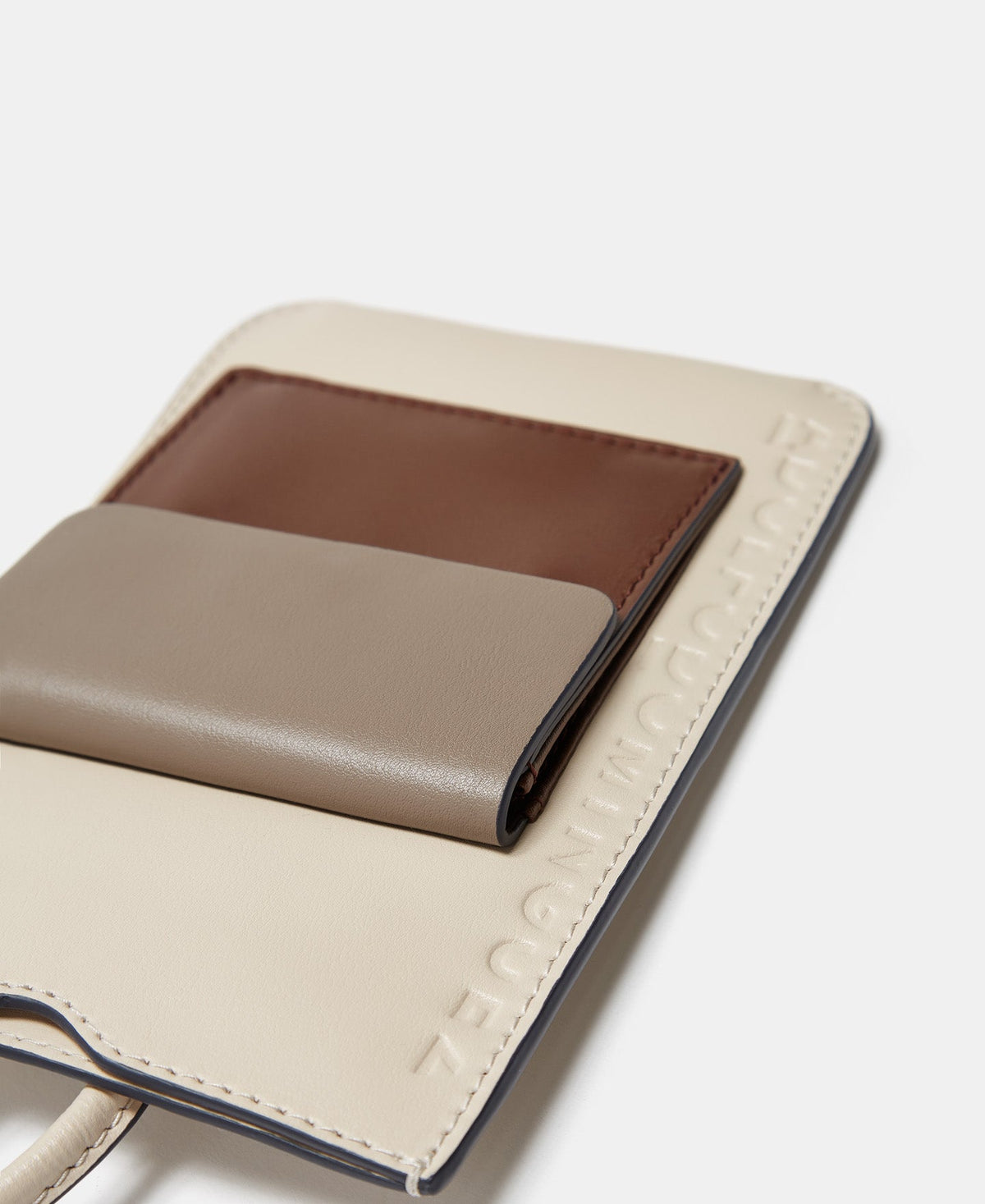 Beige Tricolour Vachetta Leather Phone Case