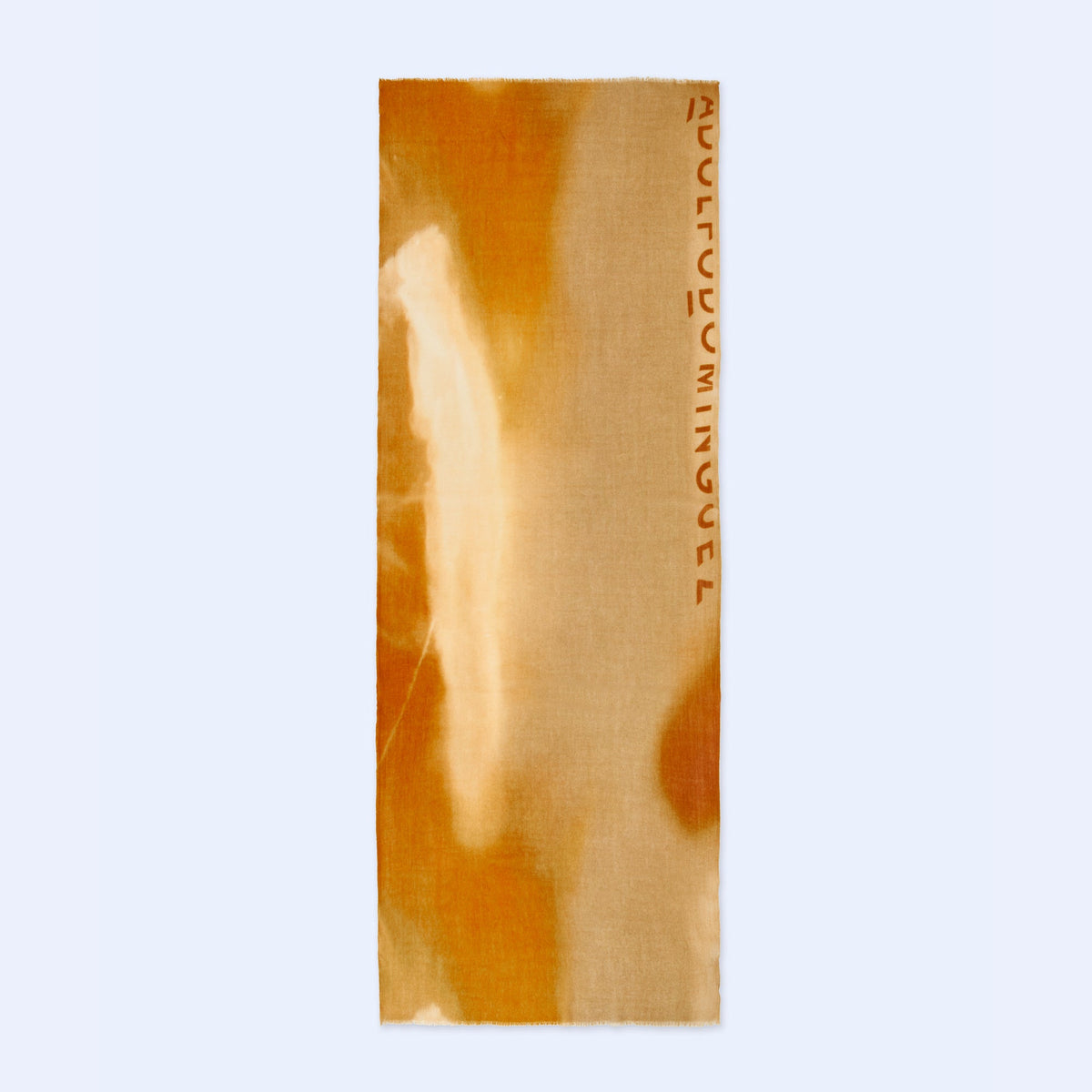 Beige & Orange Print Merino Wool Shawl / Scarf