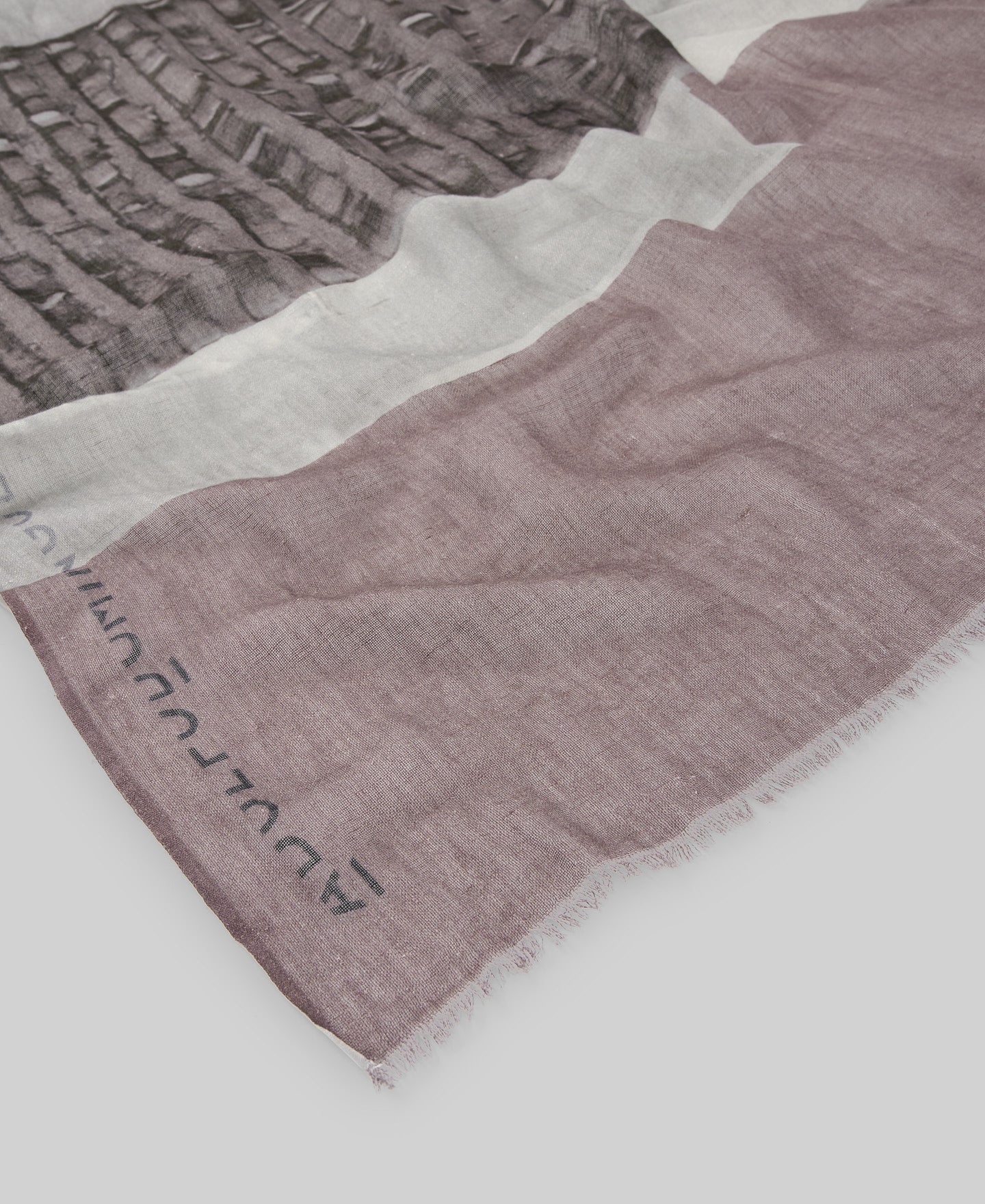 Printed Linen & Cotton Shawl / Scarf in Brown