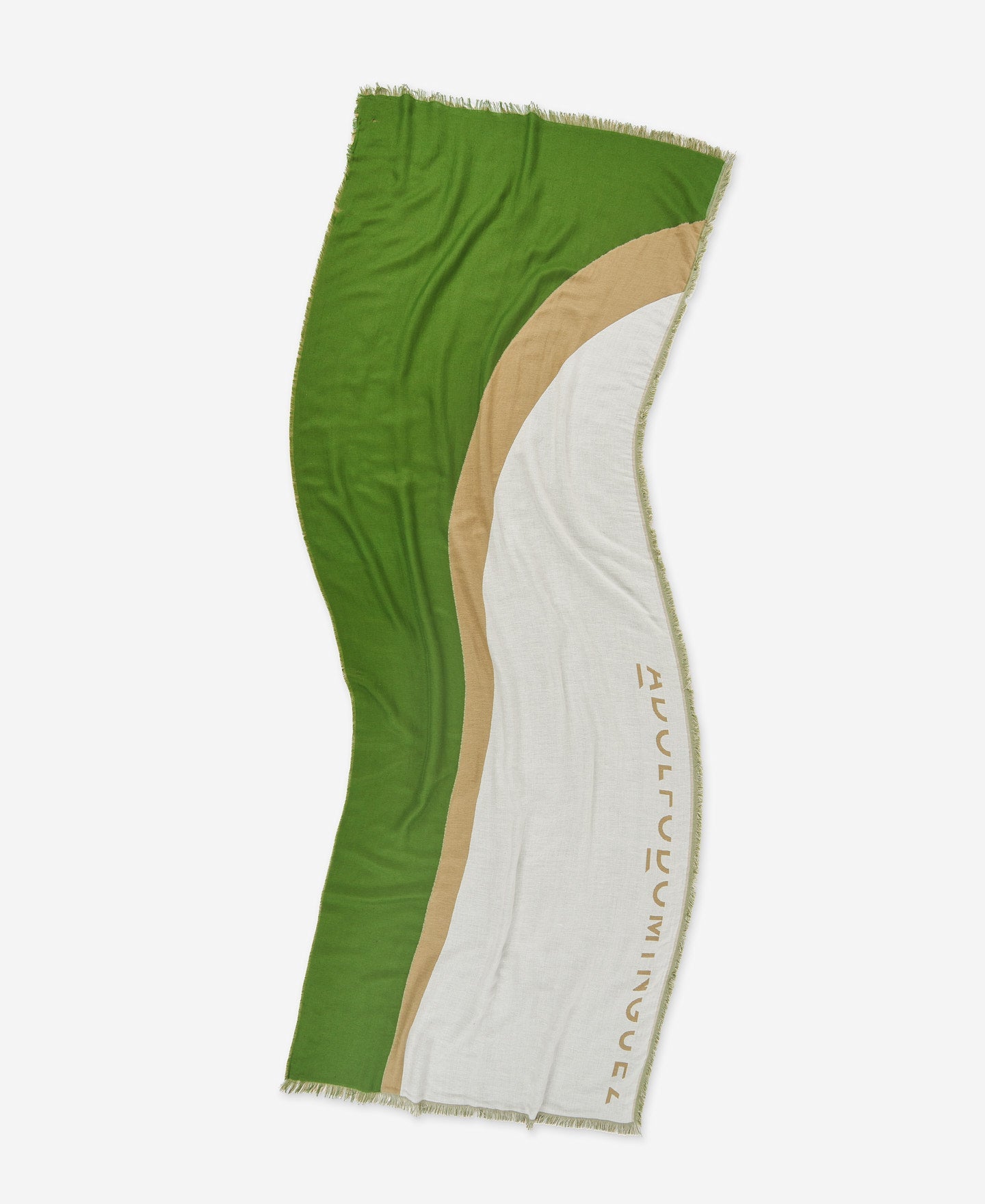 Green Tricolour Double Jacquard Shawl / Scarf