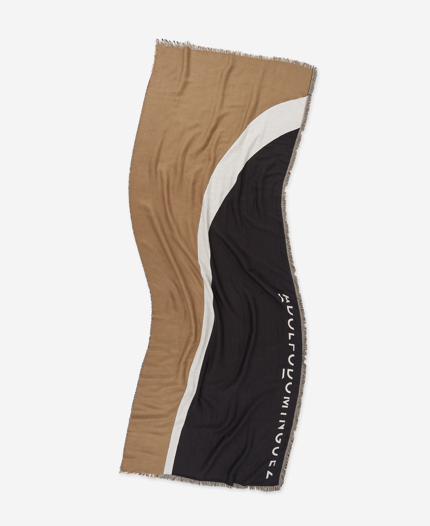 Camel Tricolour Double Jacquard Shawl / Scarf