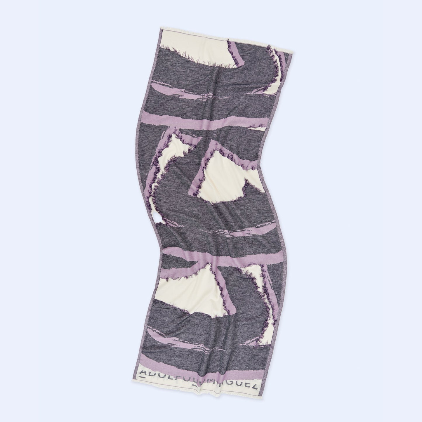 Blue Print Cotton Shawl with Fringes