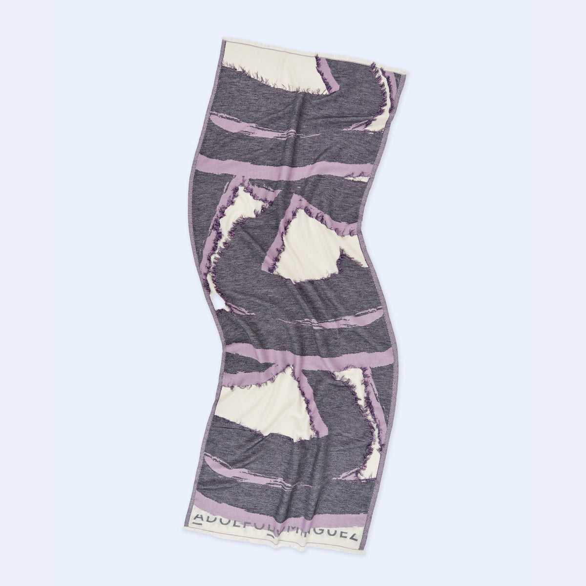 Blue Print Cotton Shawl with Fringes