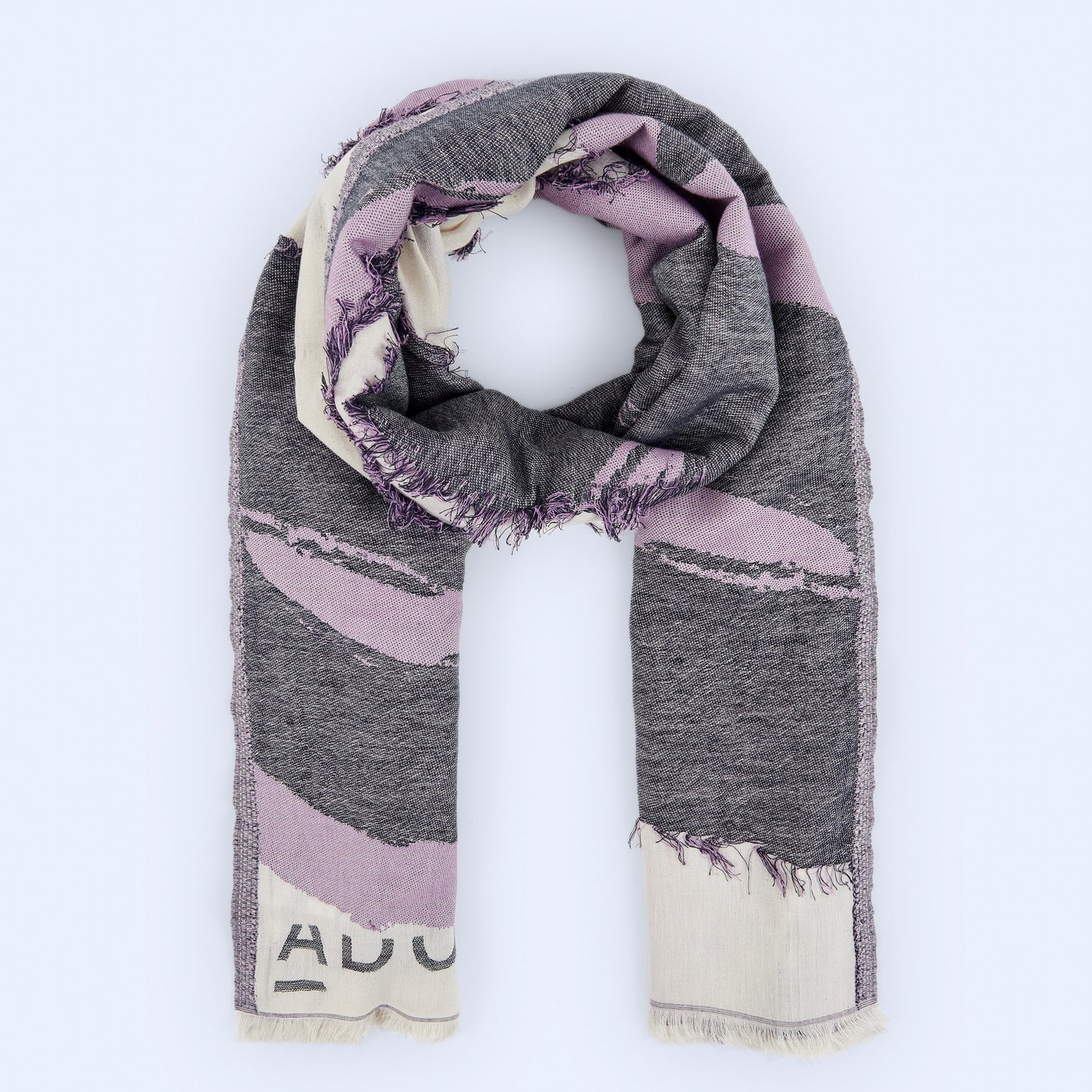 Blue Print Cotton Shawl with Fringes