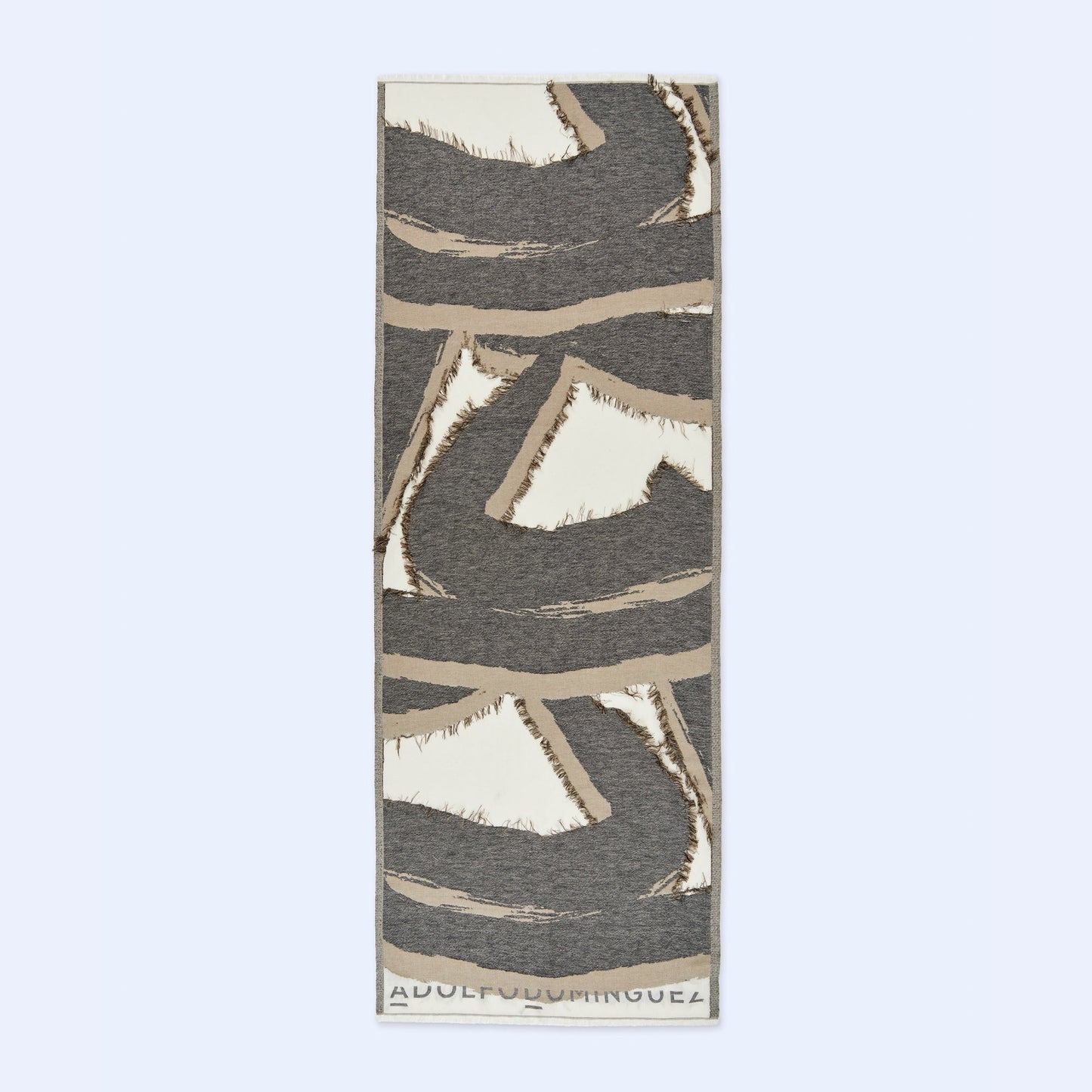 Black Print Cotton Shawl with Fringes