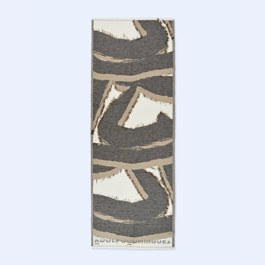 Black Print Cotton Shawl with Fringes