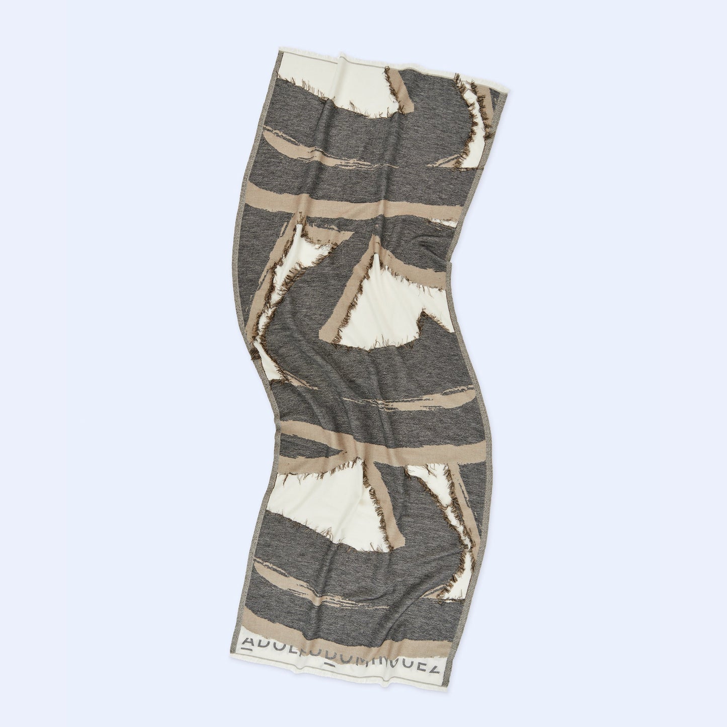 Black Print Cotton Shawl with Fringes