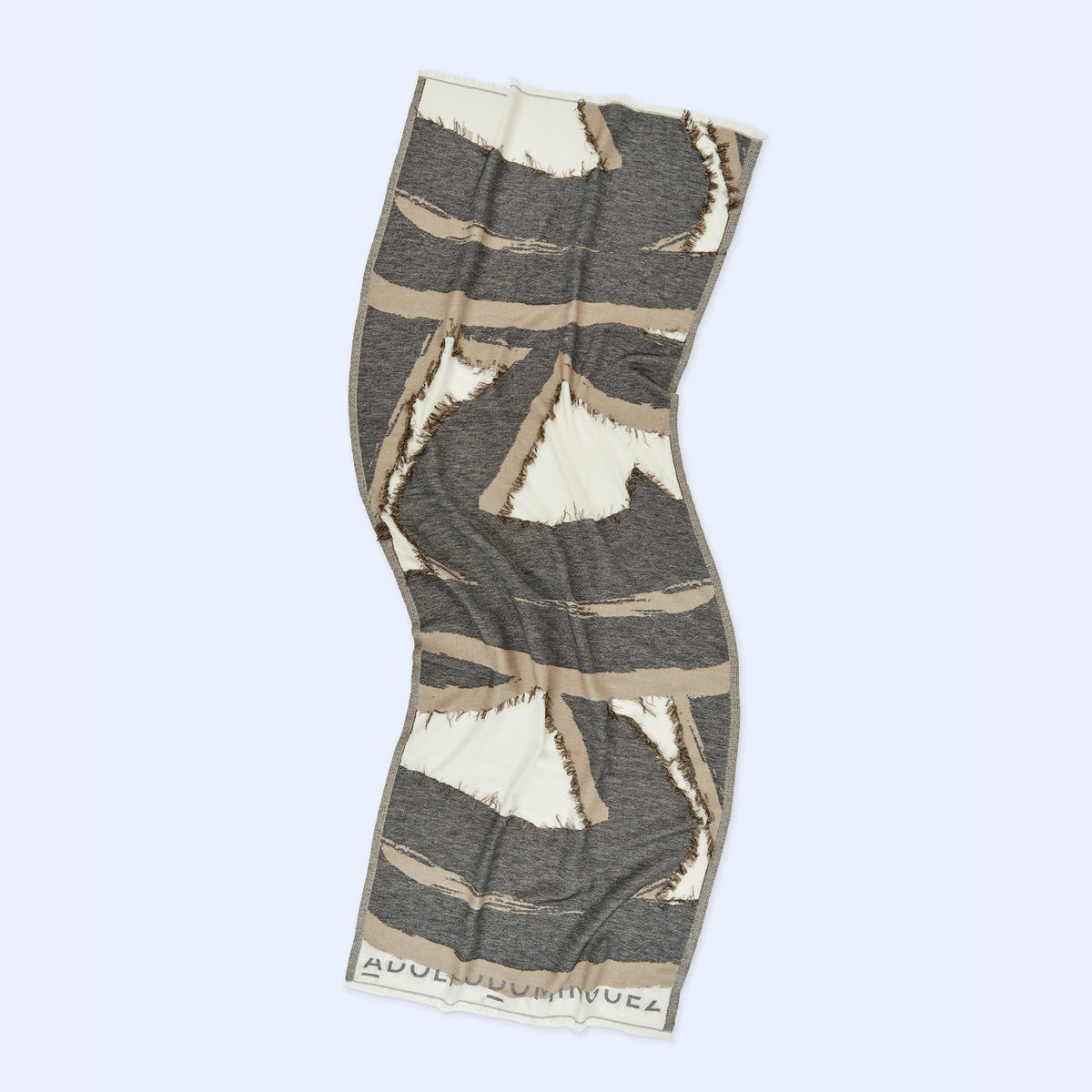 Black Print Cotton Shawl with Fringes