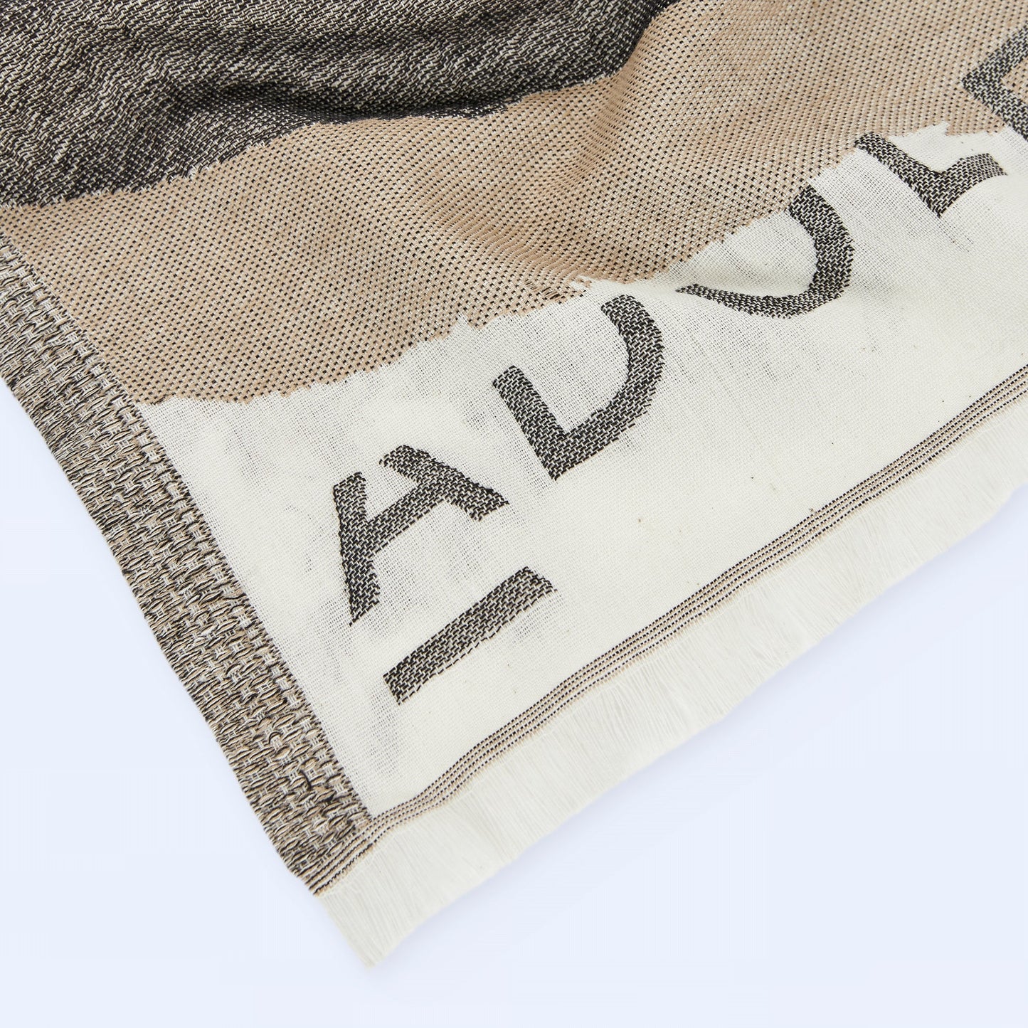 Black Print Cotton Shawl with Fringes